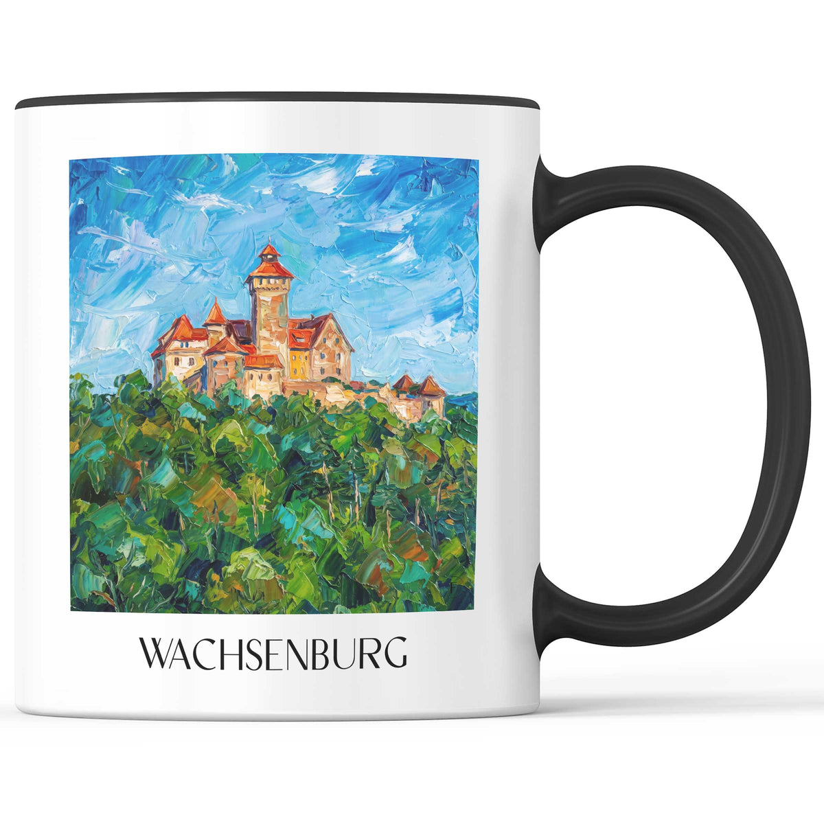 Wachsenburg Kaffeebecher - Thüringen - Deutschland Becher - Kaffeetasse im Ölgemälde Stil