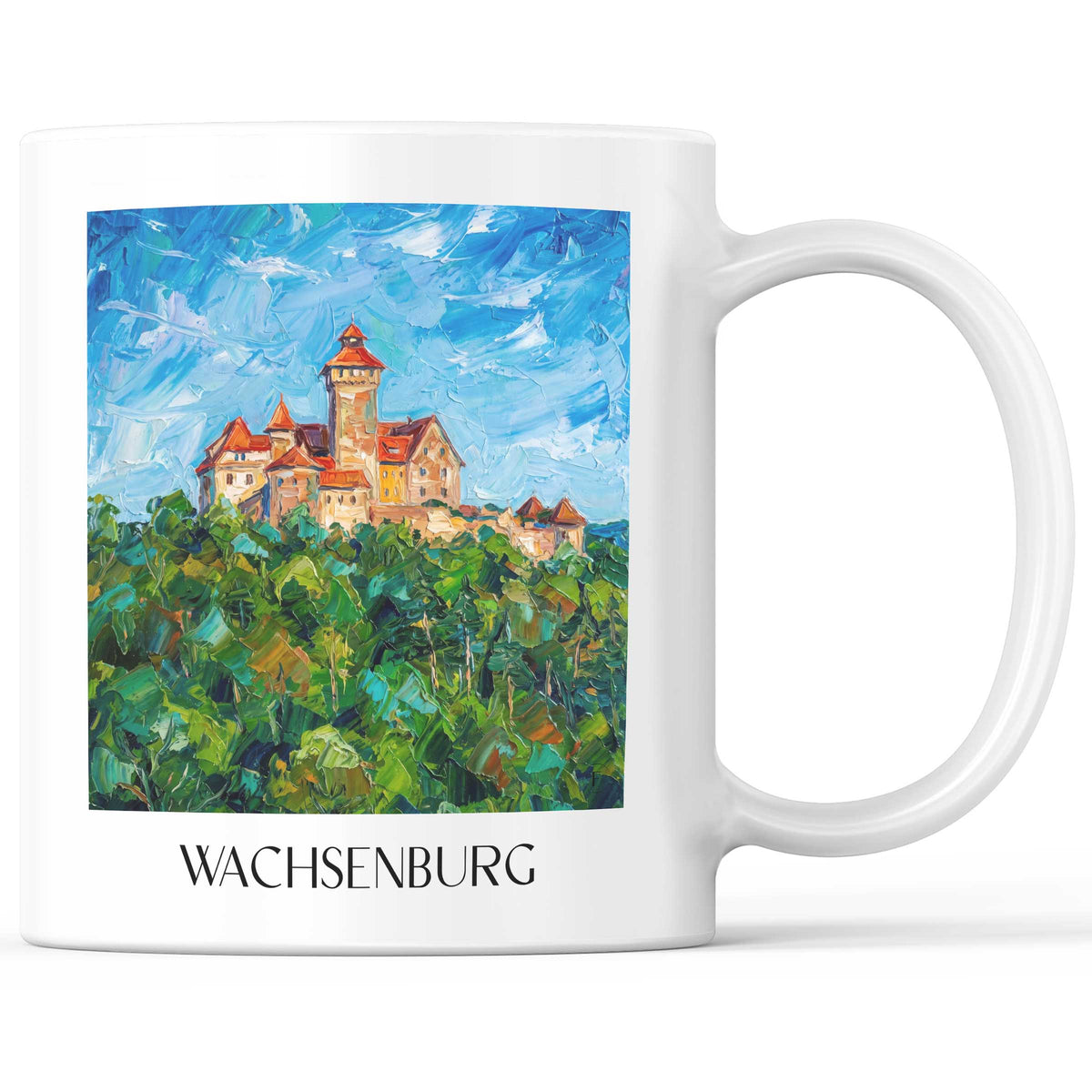 Wachsenburg Kaffeebecher - Thüringen - Deutschland Becher - Kaffeetasse im Ölgemälde Stil