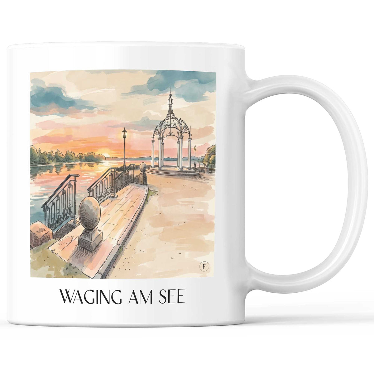 Waging am See Kaffeebecher - Chiemgau - Deutschland Becher - Kaffeetasse im Aquarell Stil - favplace