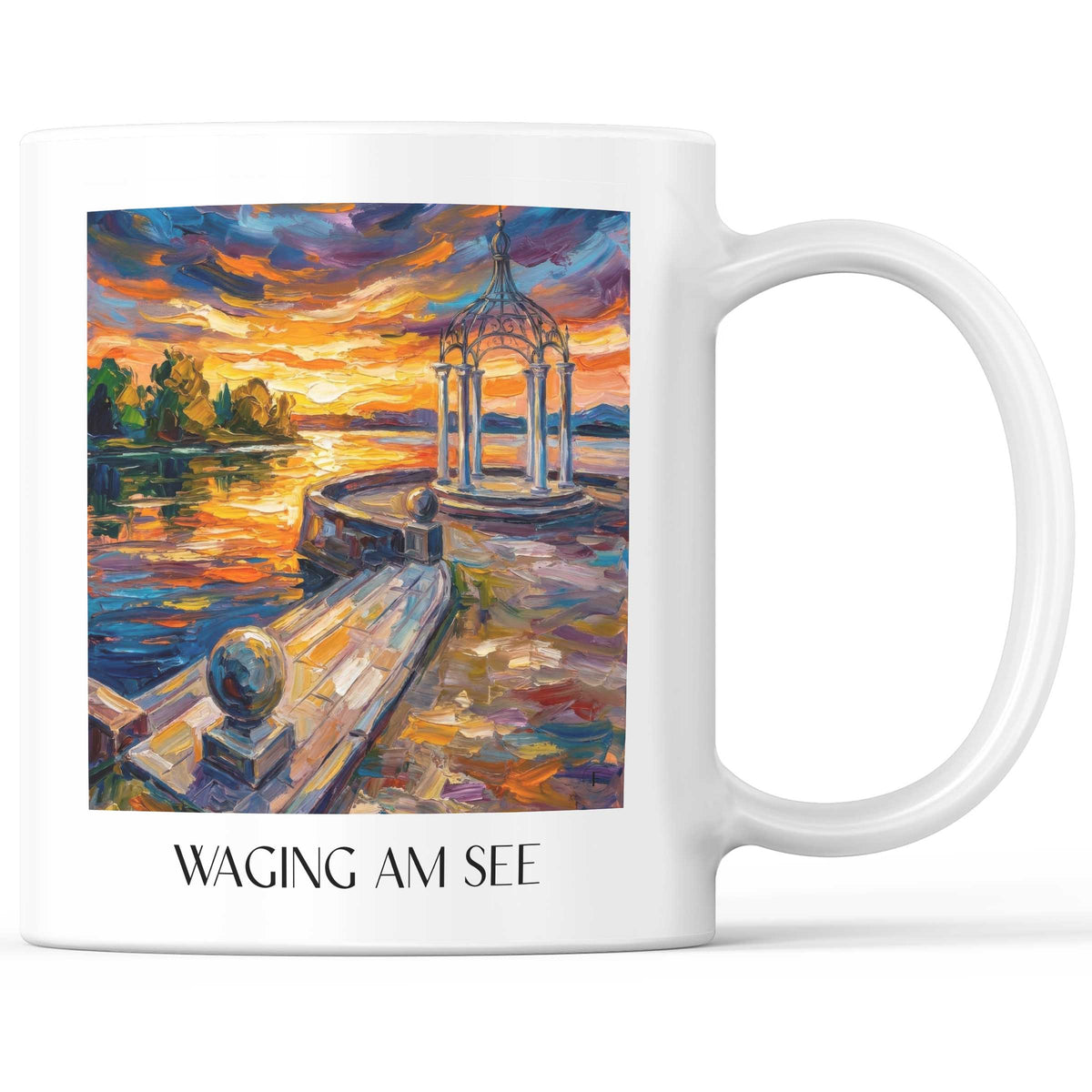 Waging am See Kaffeebecher - Chiemgau - Deutschland Becher - Kaffeetasse im Ölgemälde Stil - favplace
