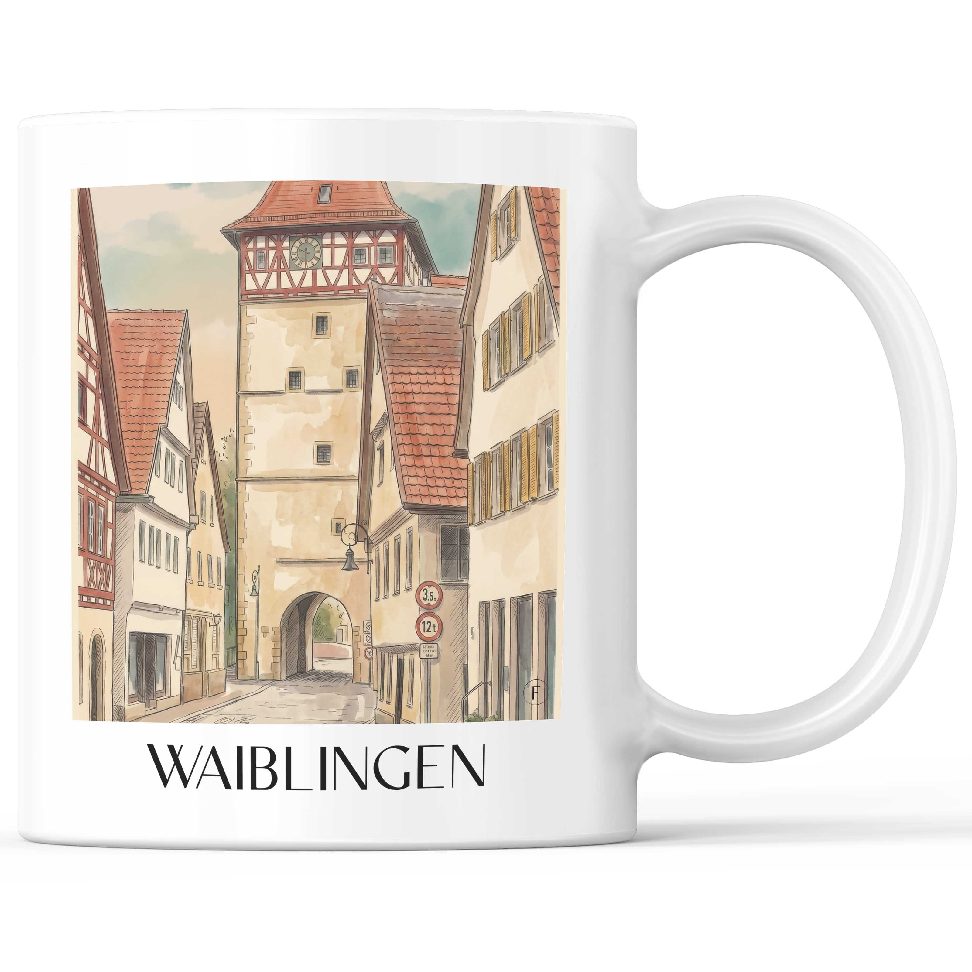 Waiblingen - Deutschland Becher - Kaffeetasse im Aquarell Stil - favplace