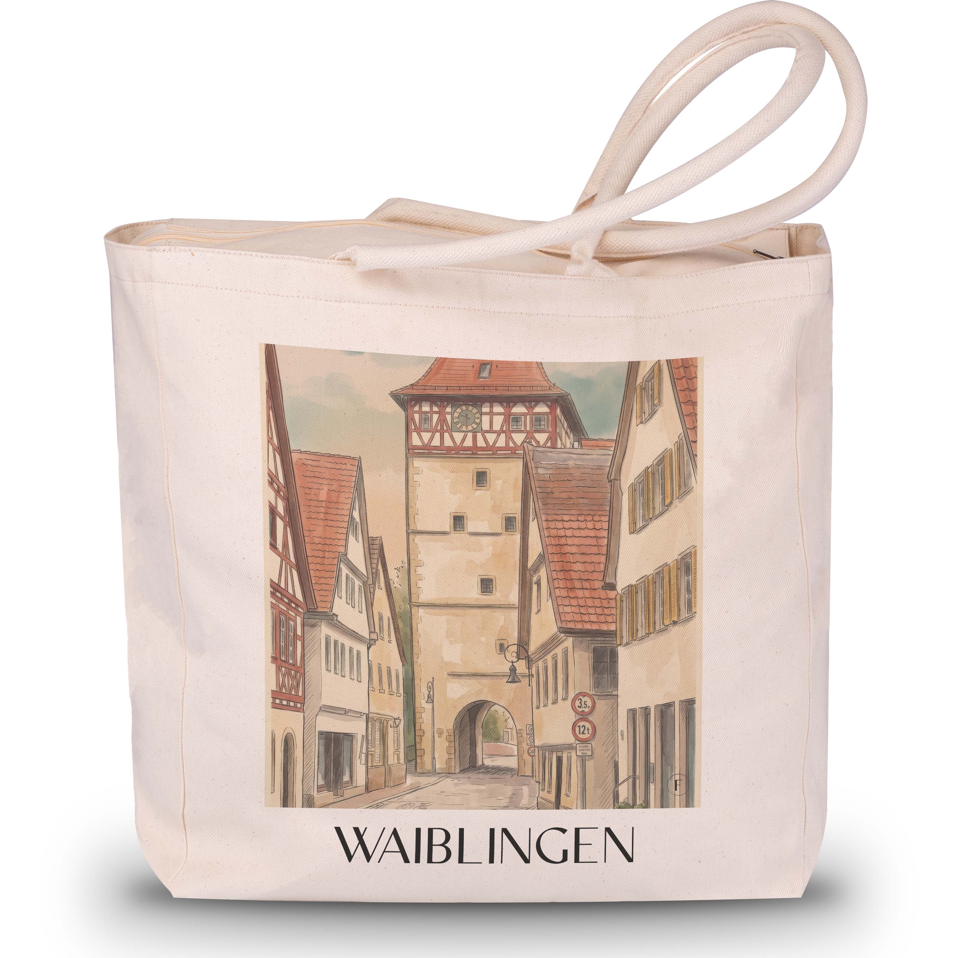 Waiblingen - Deutschland Tote Bag - Einkaufstasche im Aquarell Stil - favplace