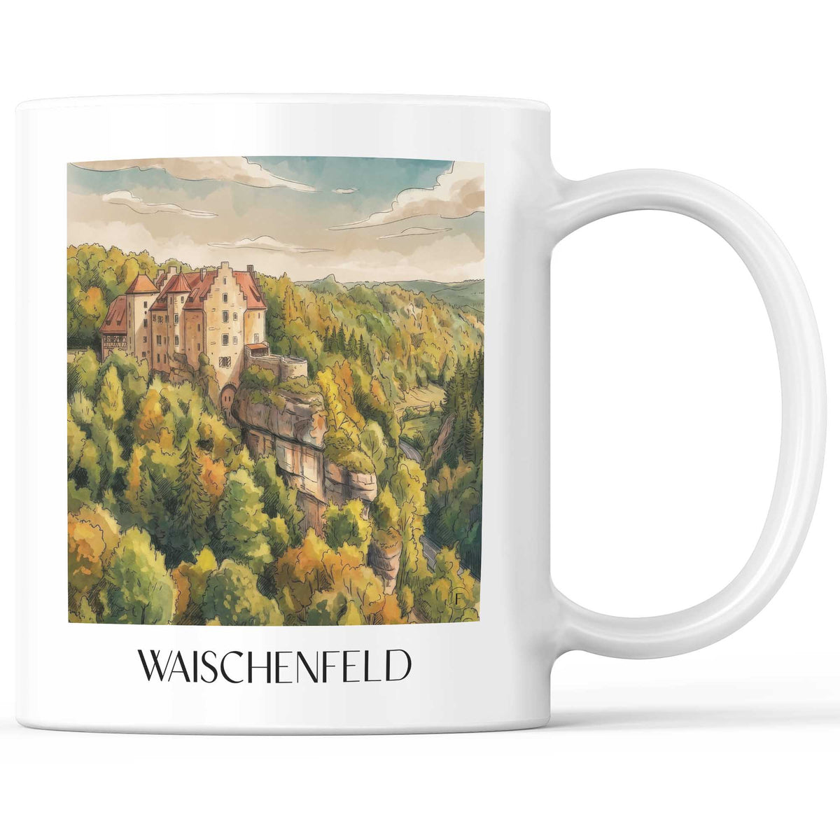 Waischenfeld Kaffeebecher - Fränkische Schweiz - Deutschland Becher - Kaffeetasse im Aquarell Stil - favplace