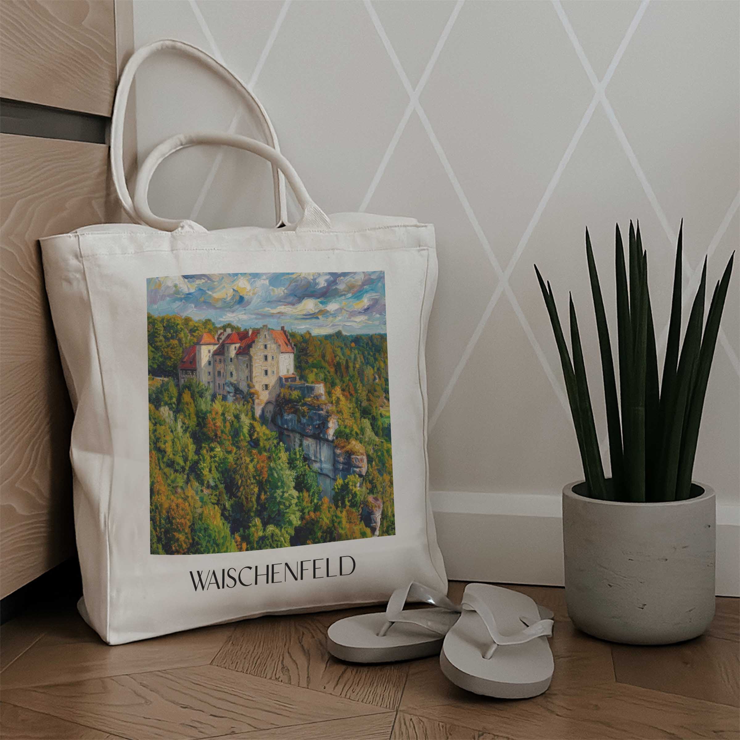 waischenfeld-fränkische-schweiz-deutschland-einkaufstasche-oil-painting-oelgemaelde