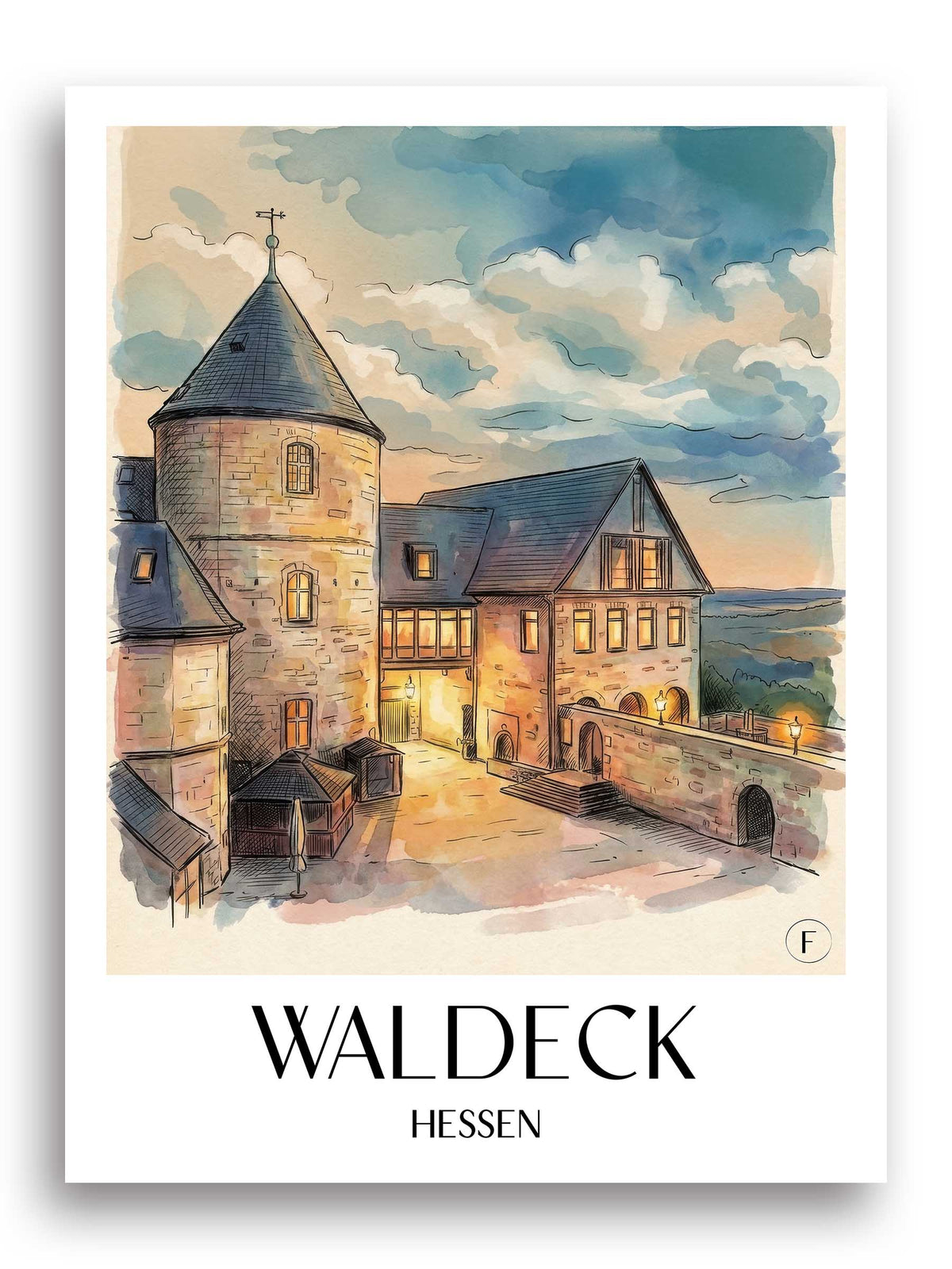 waldeck-hessen-deutschland-poster-aquarell