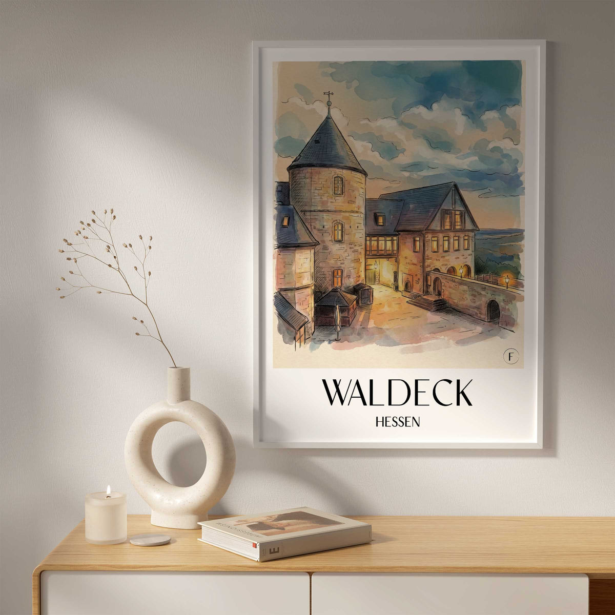 waldeck-hessen-deutschland-poster-aquarell