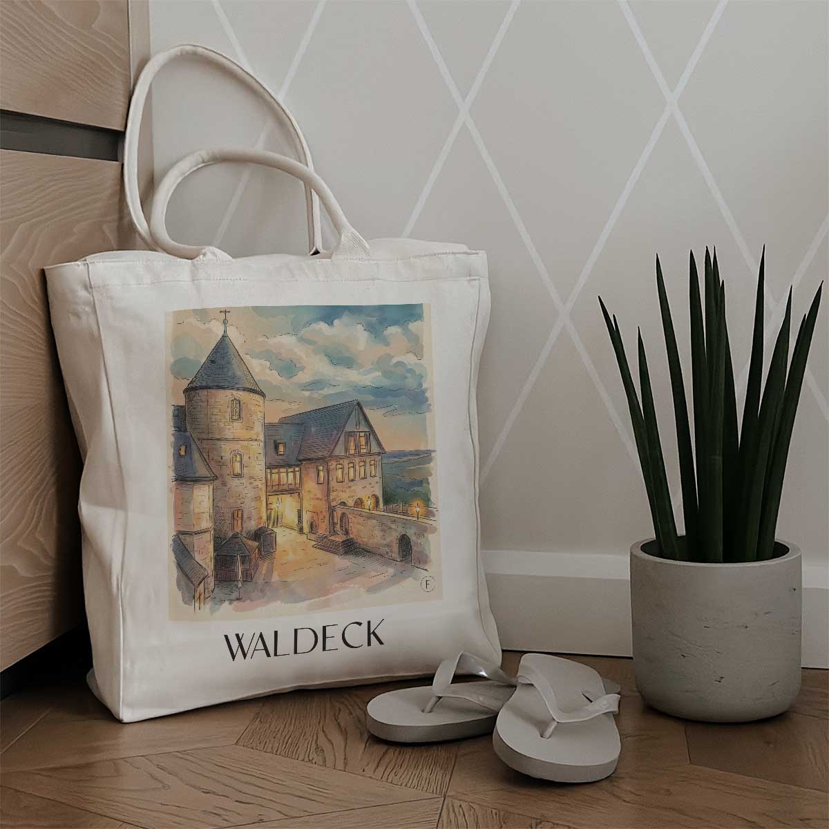 waldeck-hessen-deutschland-einkaufstasche-aquarell