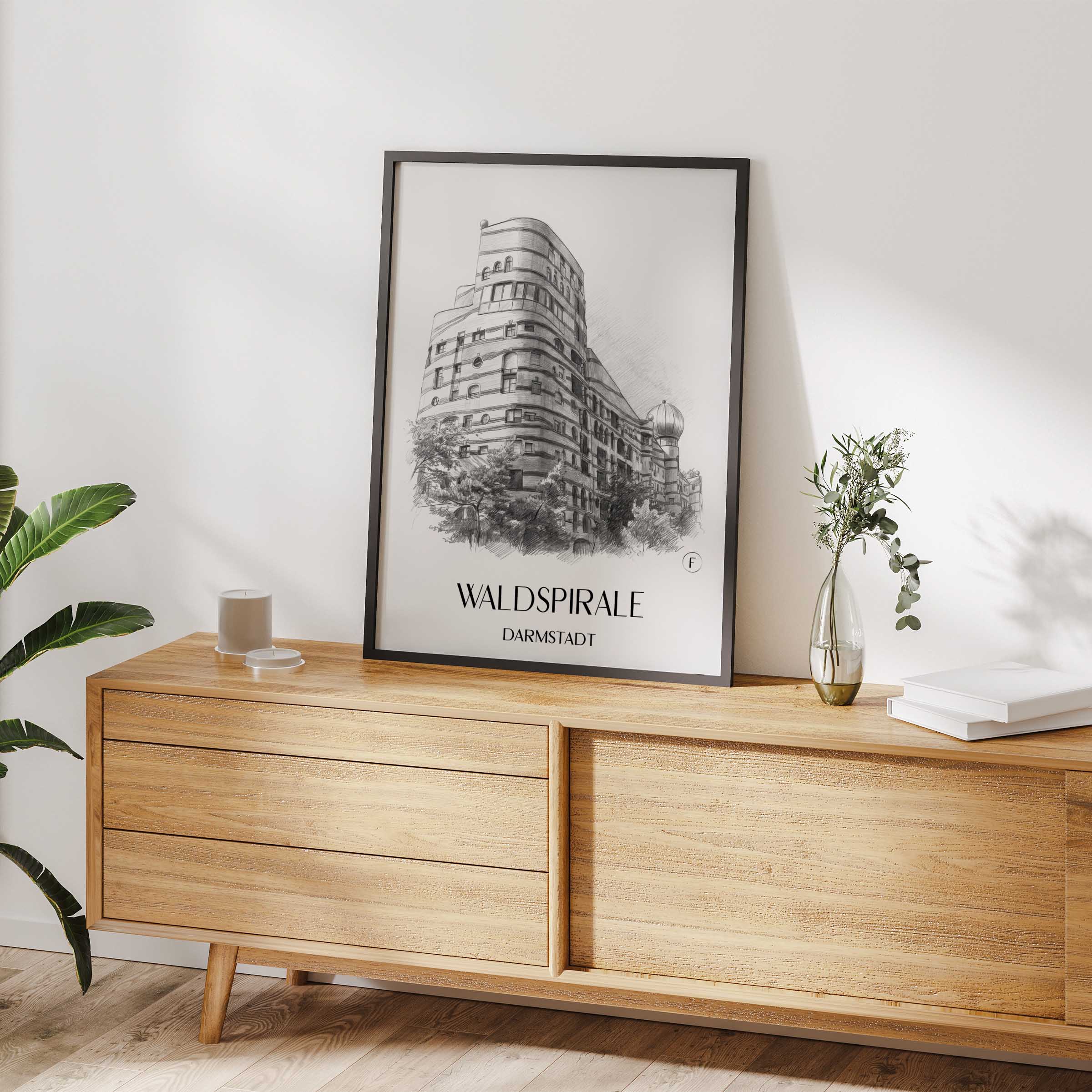 waldspirale-darmstadt-deutschland-poster-bleistift-zeichnung-drawing