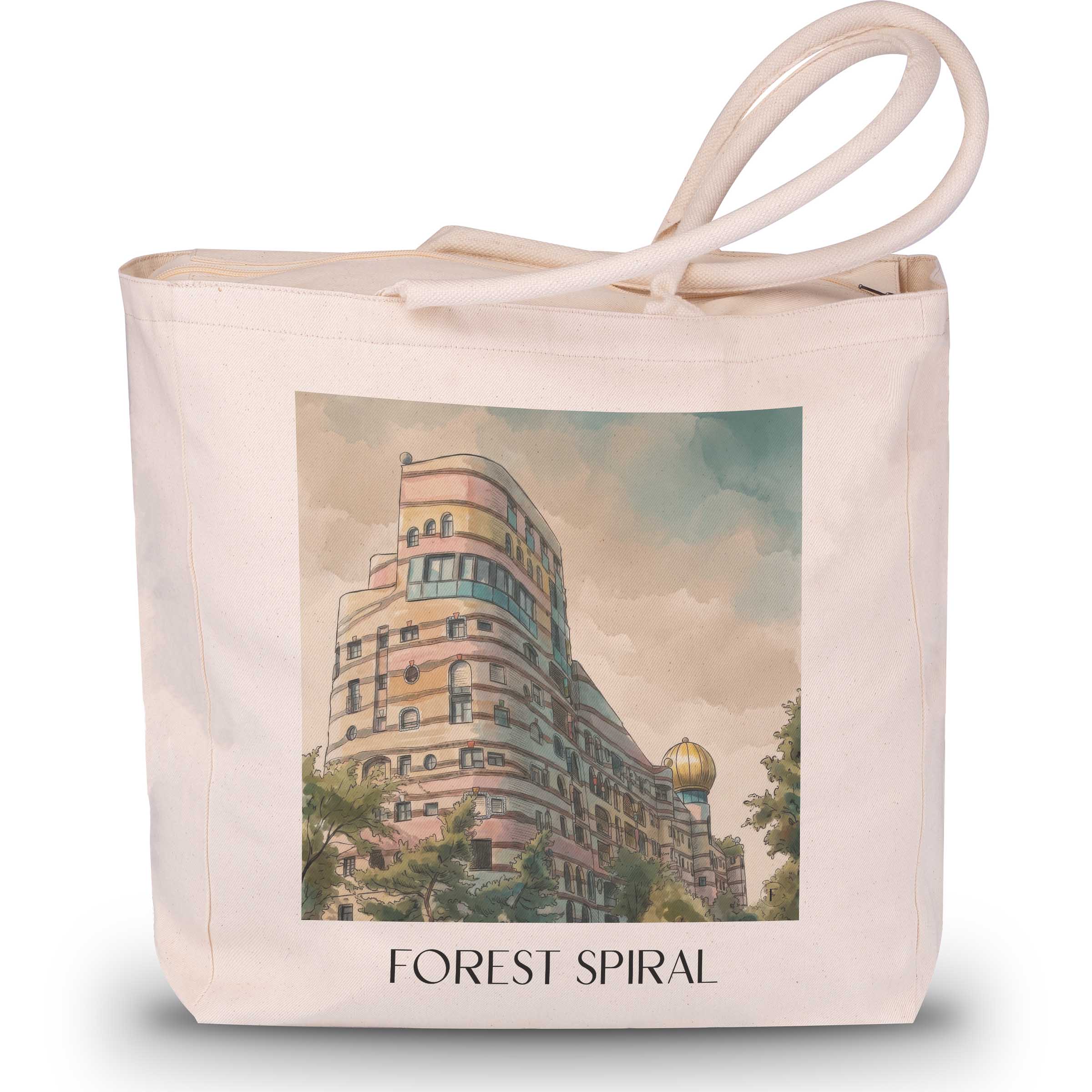 Waldspirale Shopping Tasche - Darmstadt - Deutschland Tote Bag - Einkaufstasche im Aquarell Stil - favplace