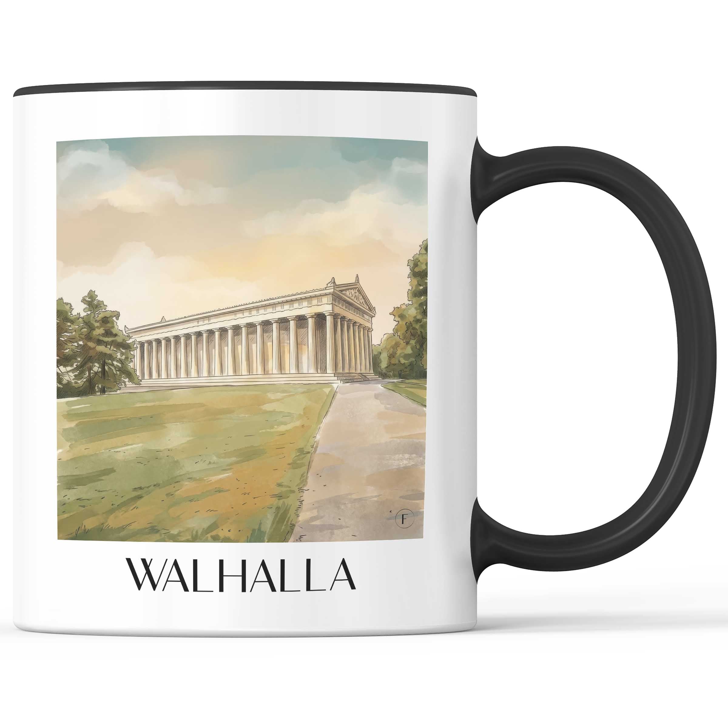 Walhalla Kaffeebecher - Regensburg - Deutschland Becher - Kaffeetasse im Aquarell Stil - favplace