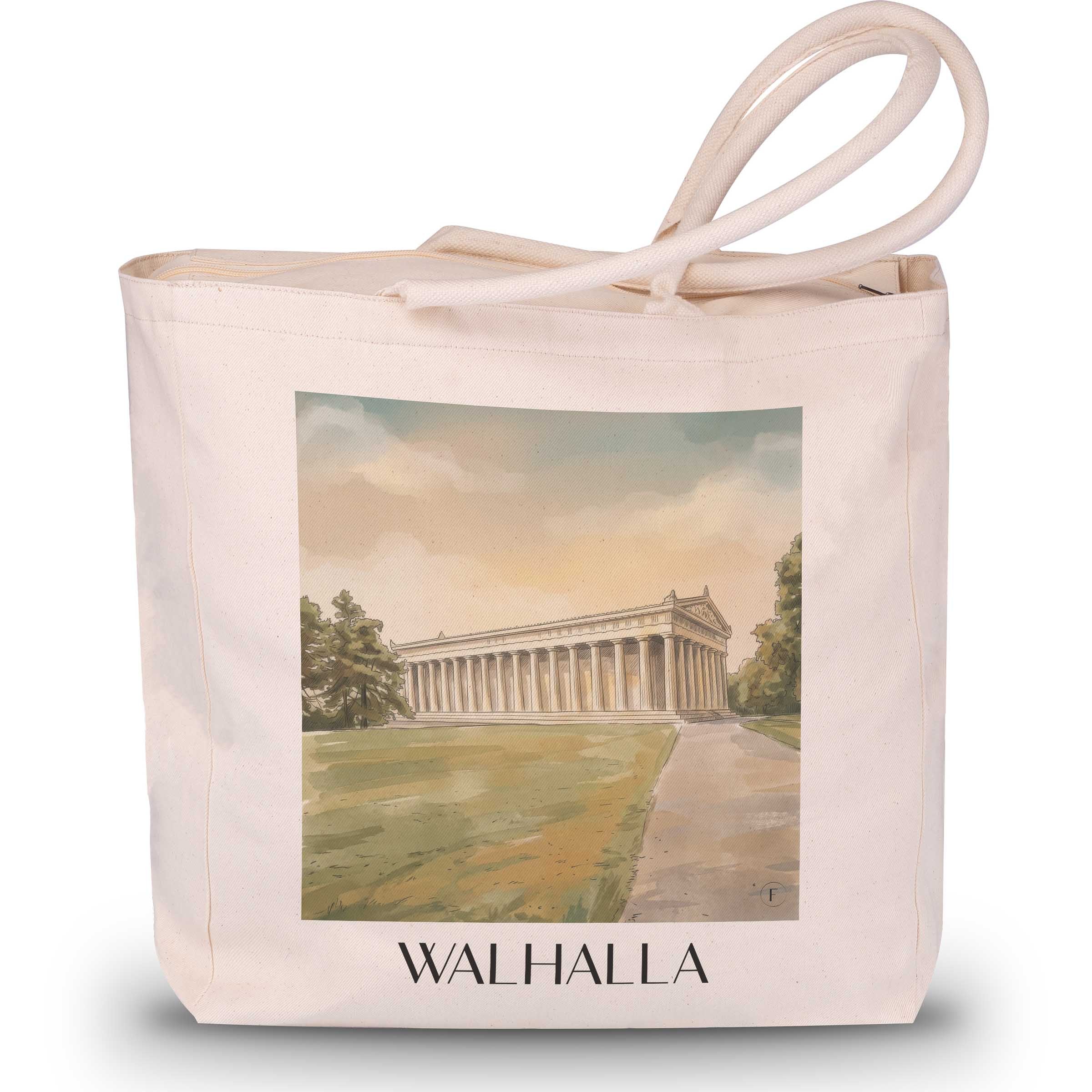 Walhalla Shopping Tasche - Regensburg - Deutschland Tote Bag - Einkaufstasche im Aquarell Stil - favplace