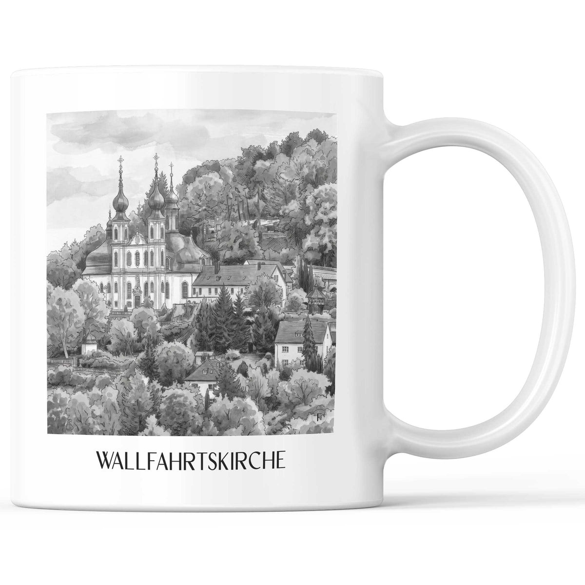wallfahrtskirche-würzburg-deutschland-kaffeebecher-aquarell-schwarz-weiss