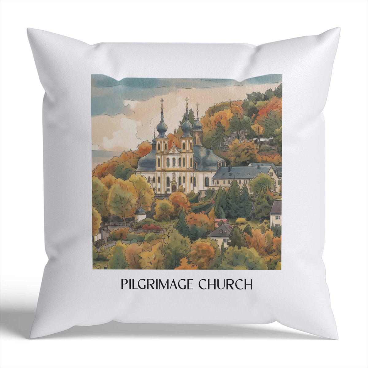 Wallfahrtskirche Kissenhülle - Zierkissen Bezug - Würzburg - Deutschland Kissen bzw. Kissenbezug im Aquarell Stil - favplace