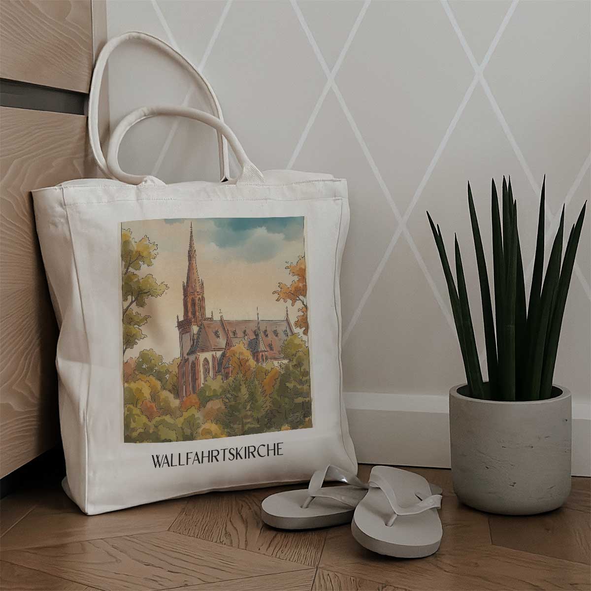 wallfahrtskirche--bingen-am-rhein-deutschland-einkaufstasche-aquarell