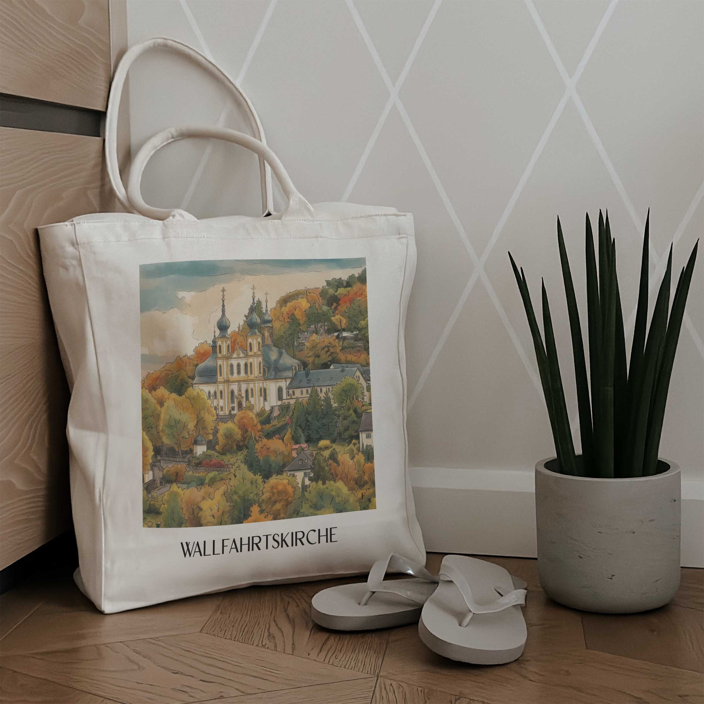 wallfahrtskirche-würzburg-deutschland-einkaufstasche-aquarell