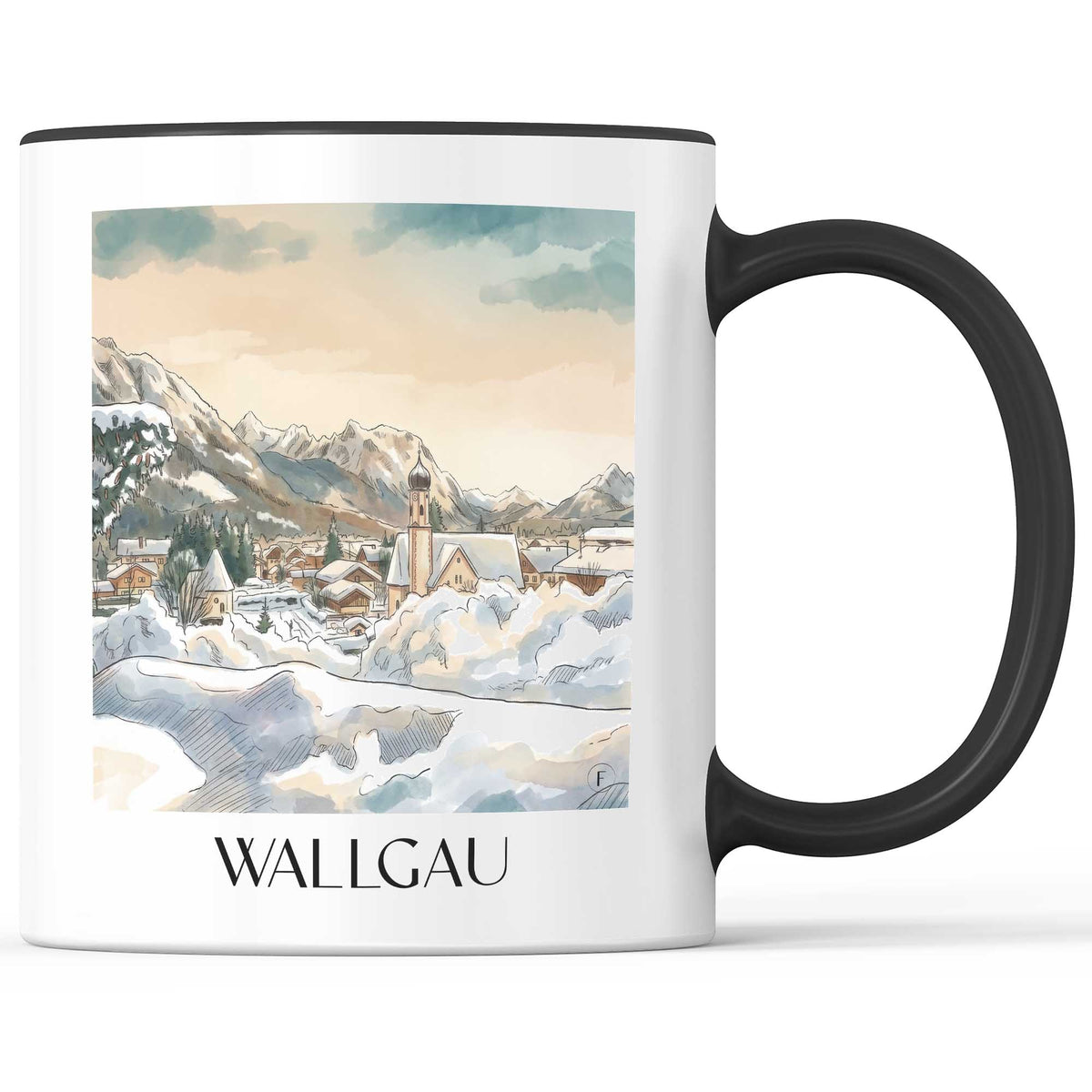 Wallgau Kaffeebecher - Werdenfelser Land - Deutschland Becher - Kaffeetasse im Aquarell Stil - favplace