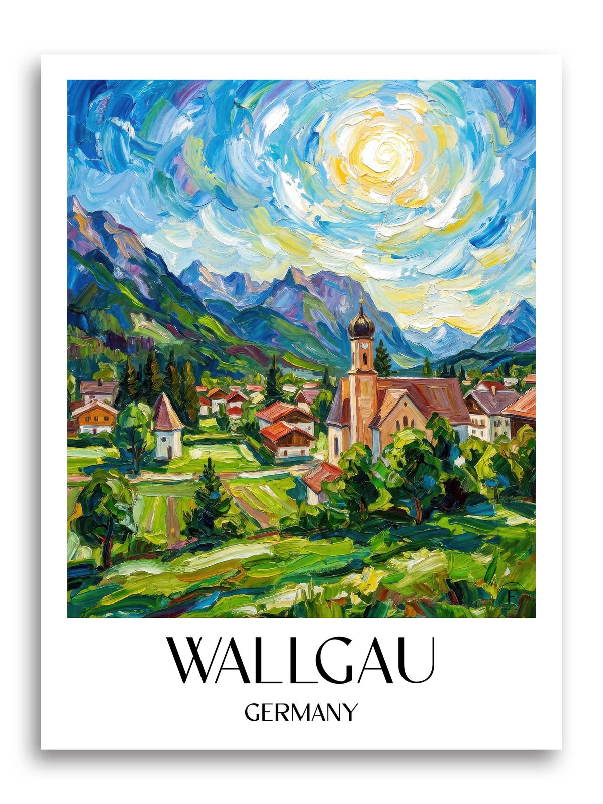 Wallgau Poster - Werdenfelser Land - Deutschland Kunstdruck - Ölgemälde von A4 bis A1 - favplace