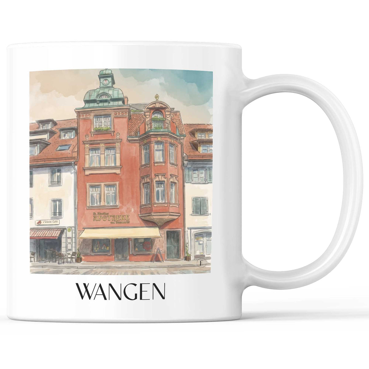Wangen Kaffeebecher - Allgäu - Deutschland Becher - Kaffeetasse im Aquarell Stil - favplace