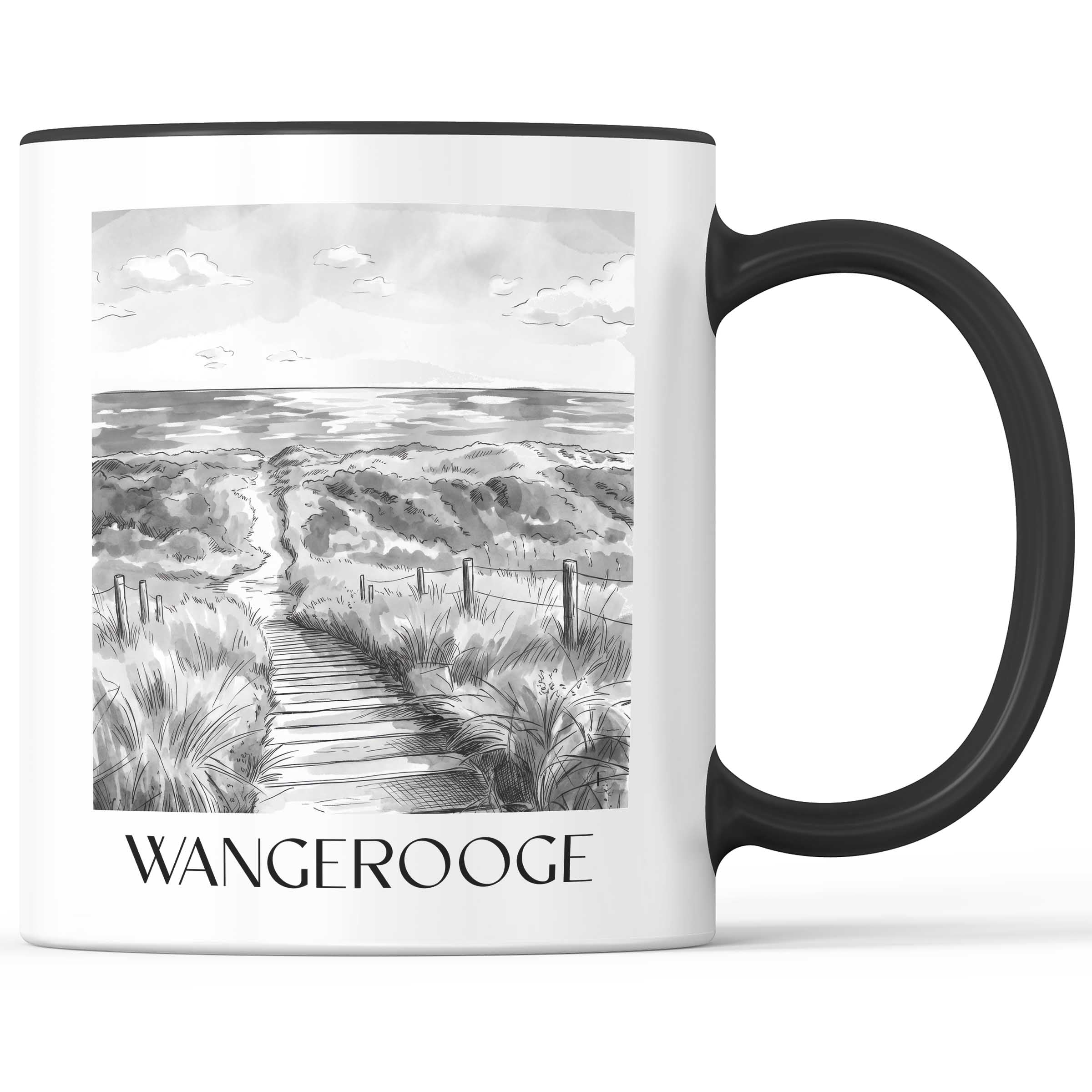 wangerooge-deutschland-kaffeebecher-aquarell-schwarz-weiss