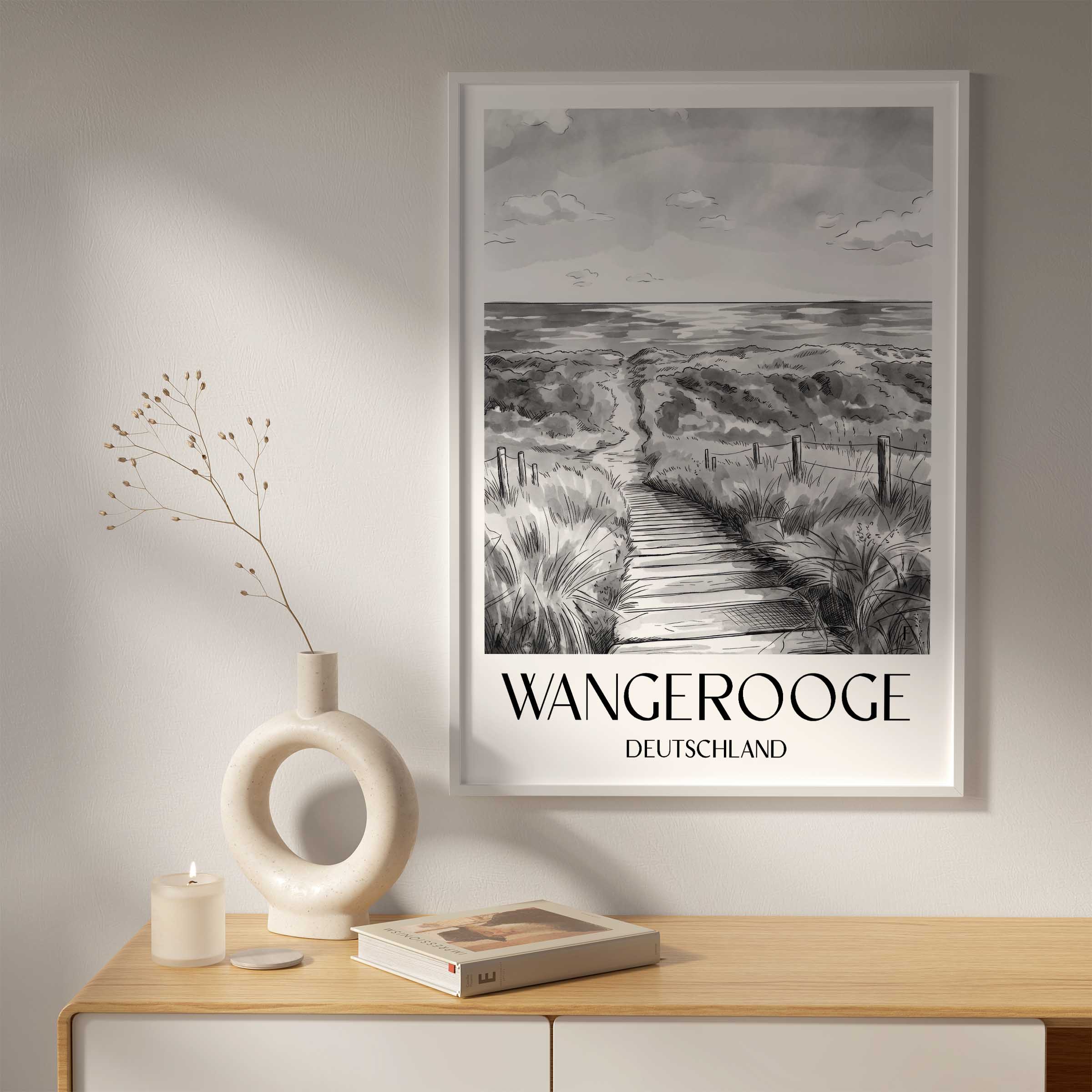 wangerooge-deutschland-poster-aquarell-schwarz-weiss