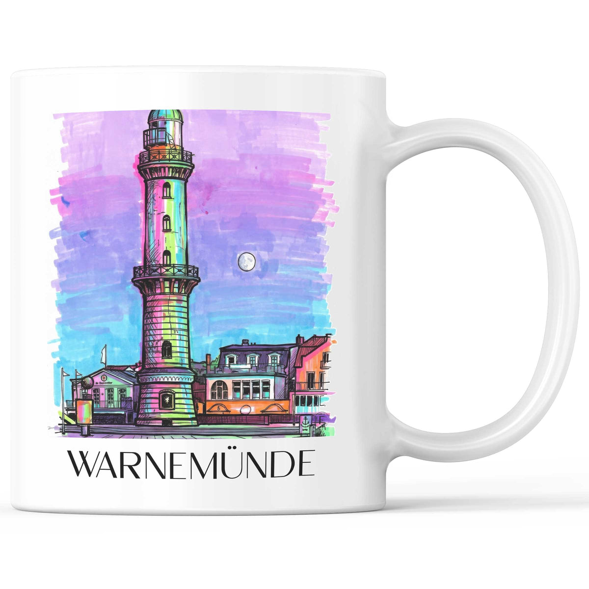 Warnemünde Kaffeebecher - Rostock - Deutschland Becher - Kaffeetasse im Tag Graffiti Stil - favplace