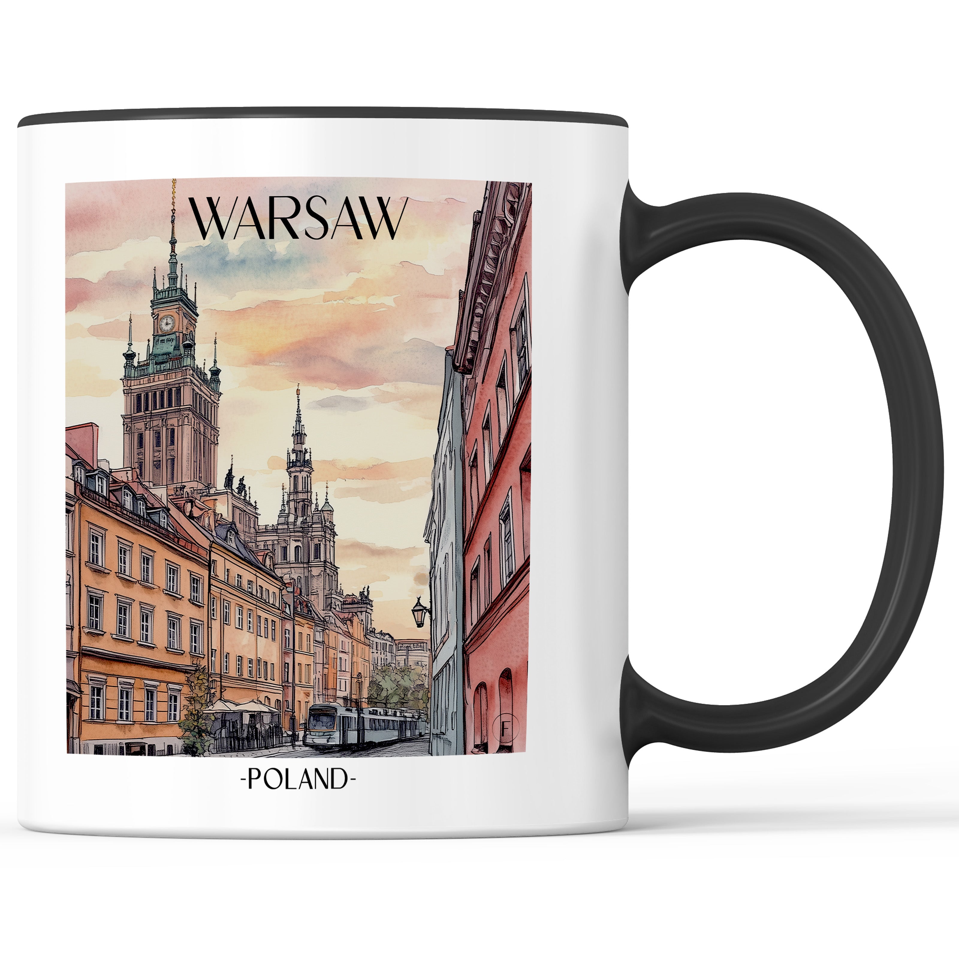 Warschau - Polen Becher - Kaffeetasse im Aquarell Stil - favplace
