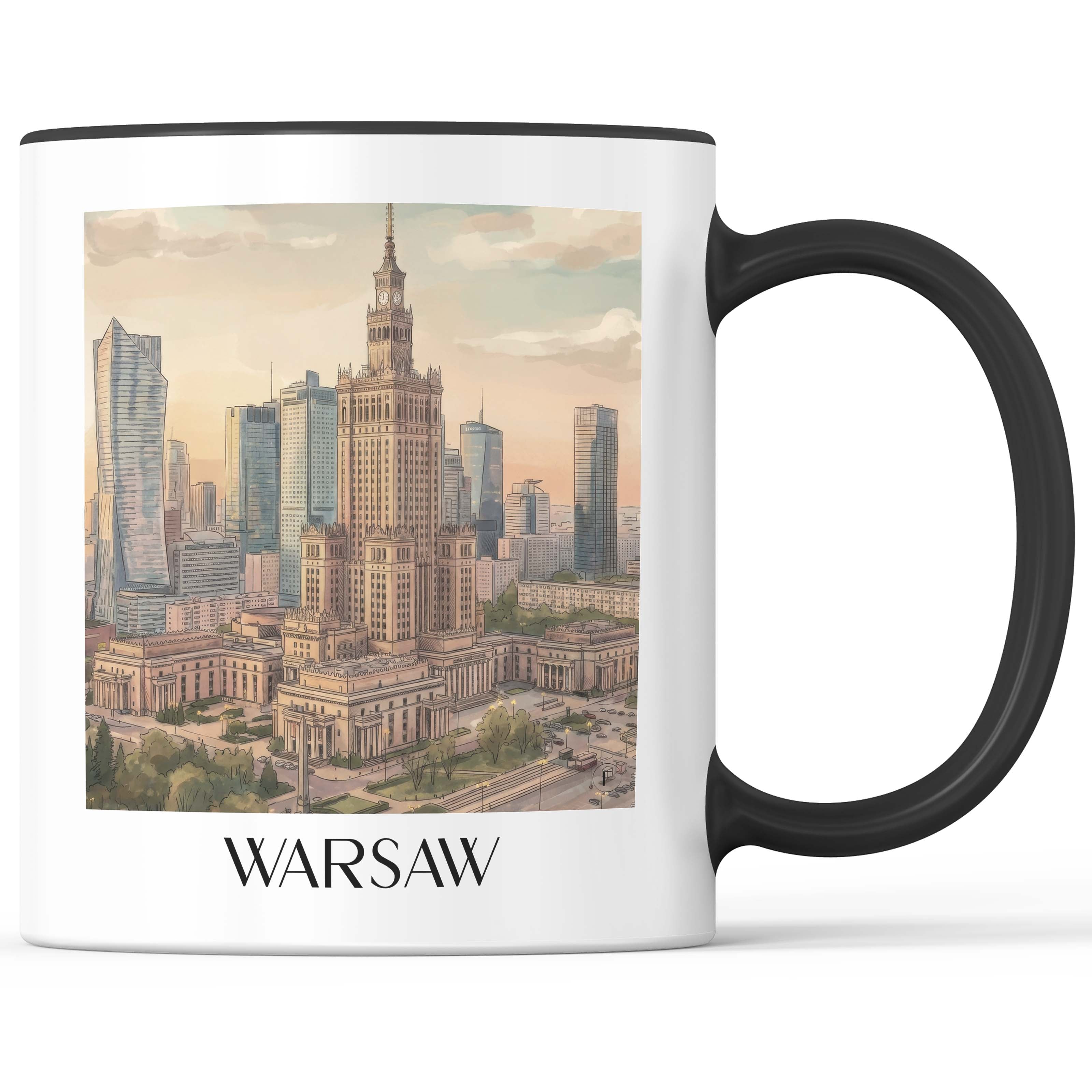 Warschau - Polen Becher - Kaffeetasse im Aquarell Stil - favplace