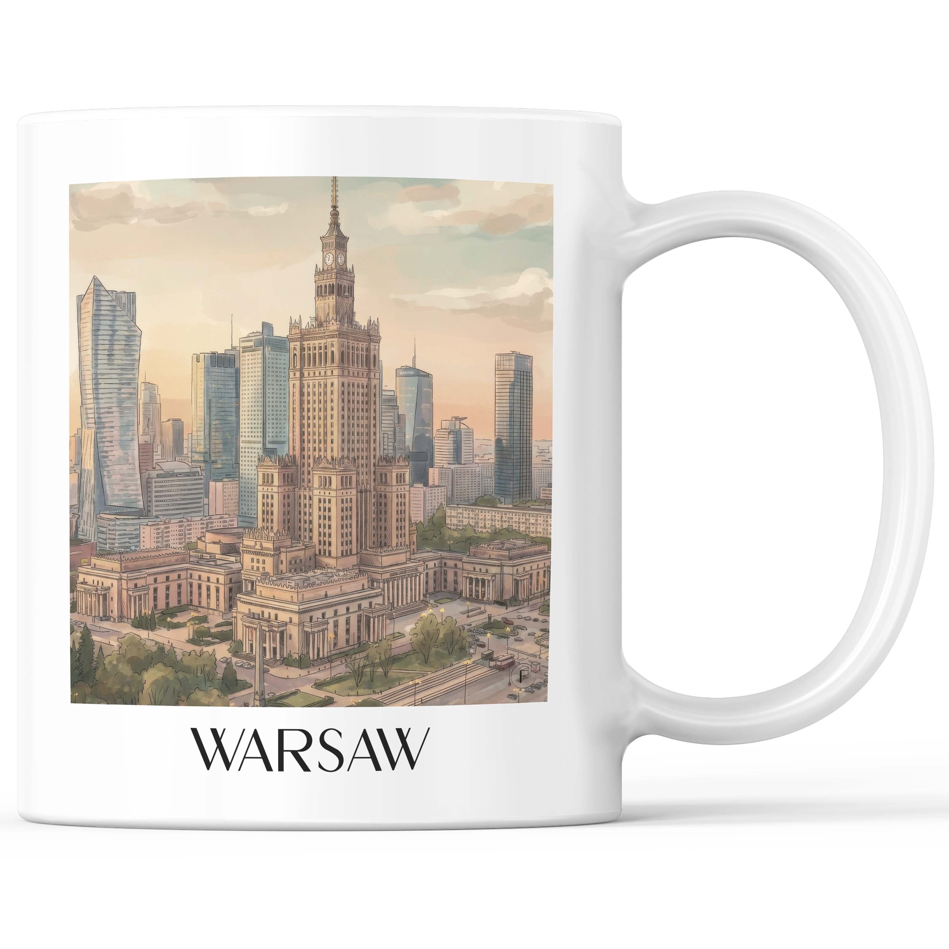 Warschau - Polen Becher - Kaffeetasse im Aquarell Stil - favplace