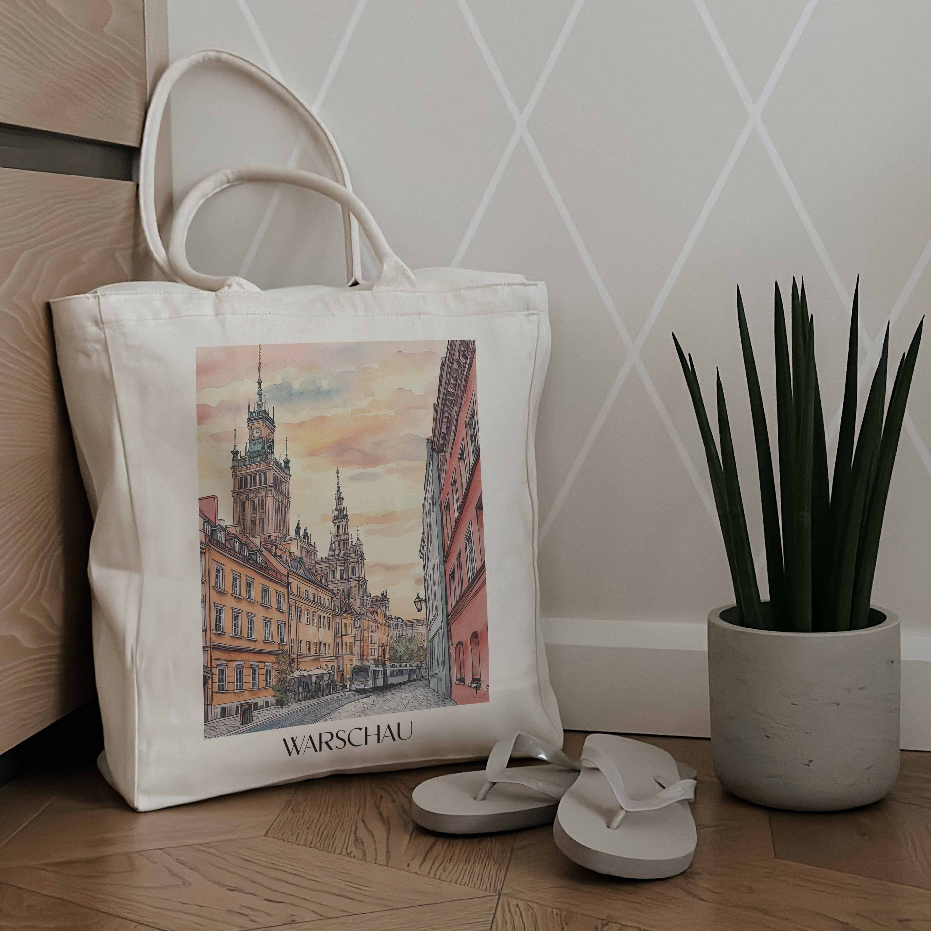 warschau-polen-einkaufstasche-aquarell