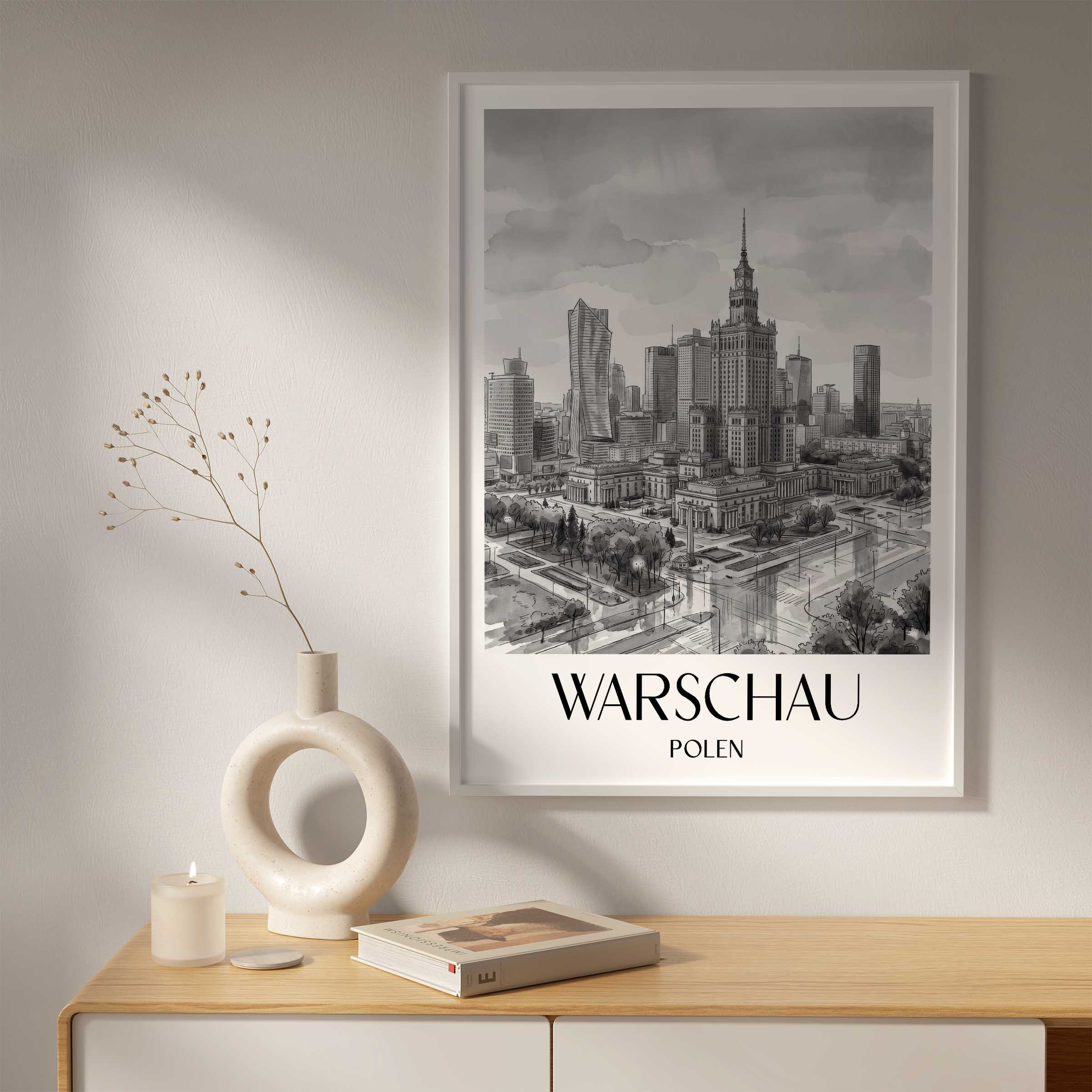 warschau-polen-poster-aquarell-schwarz-weiss