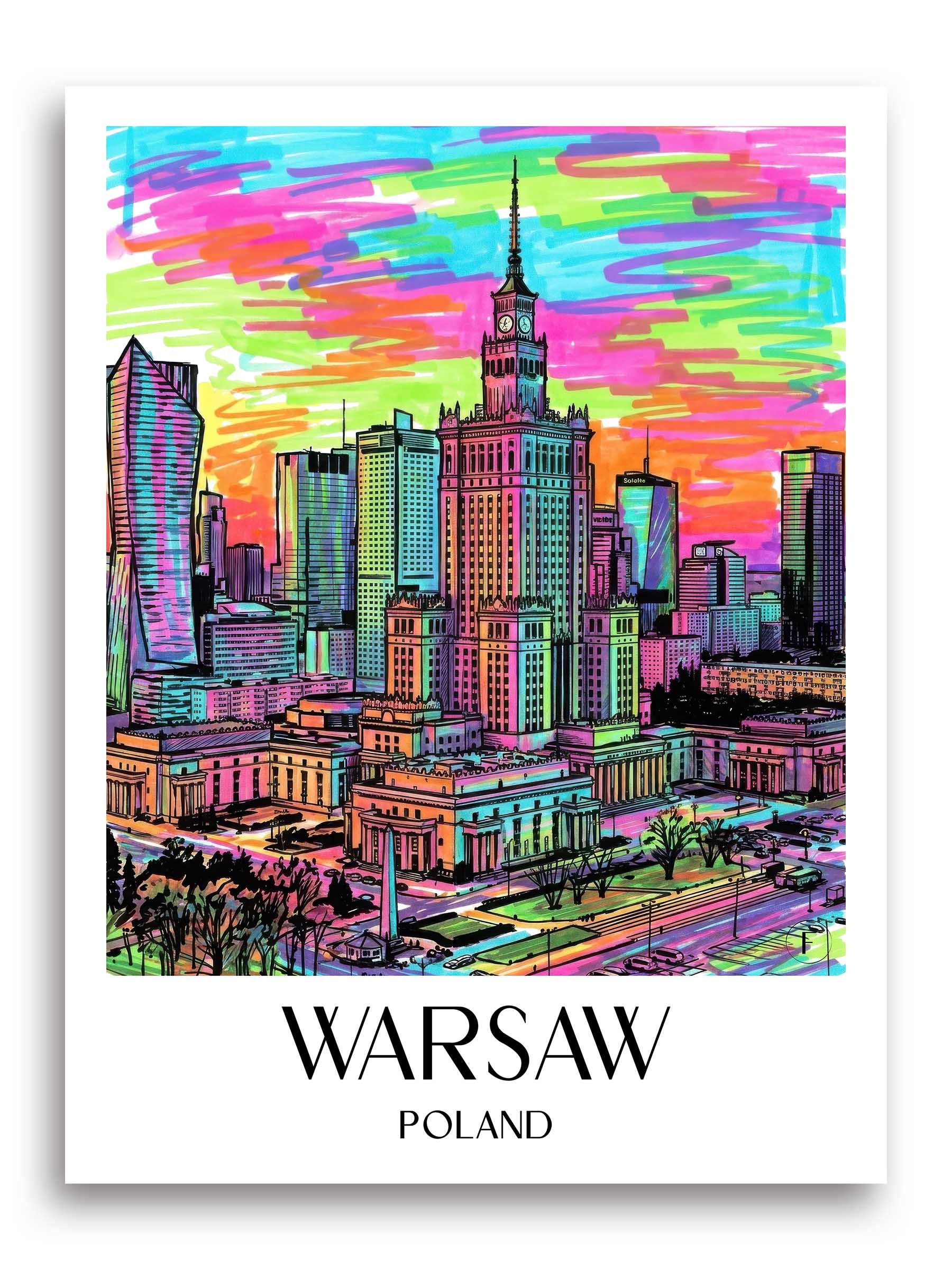 Warschau Poster - - Polen Kunstdruck - Tag Graffiti von A4 bis A1 - favplace