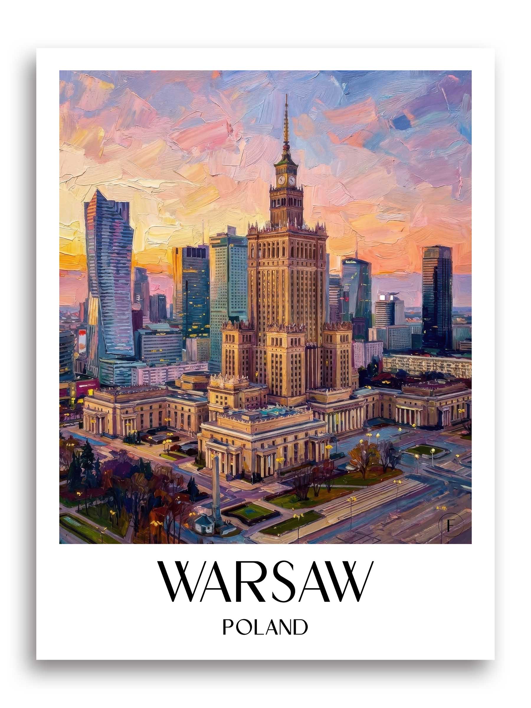 Warschau Poster - - Polen Kunstdruck - Ölgemälde von A4 bis A1 - favplace