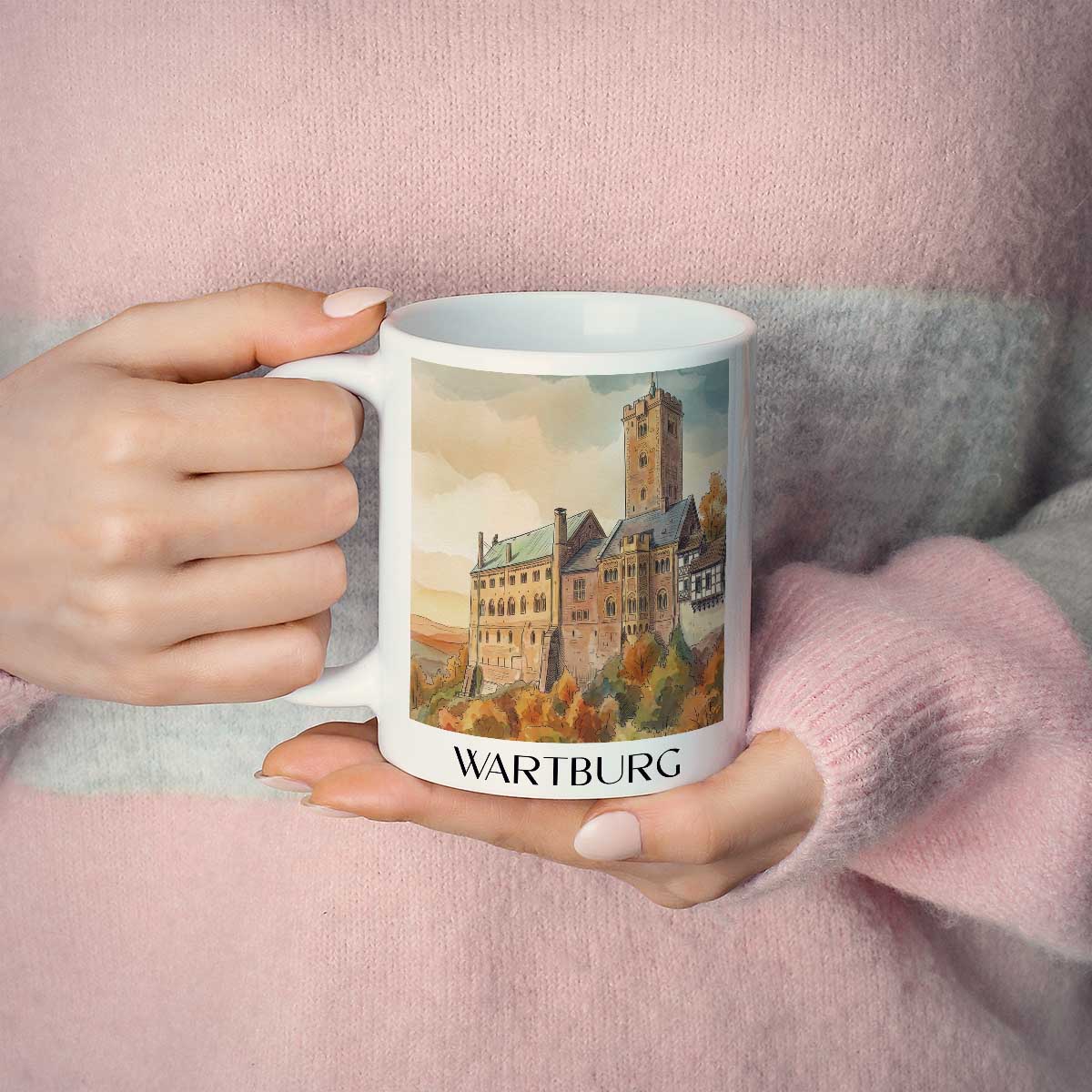 wartburg-thüringer-wald-deutschland-kaffeebecher-aquarell