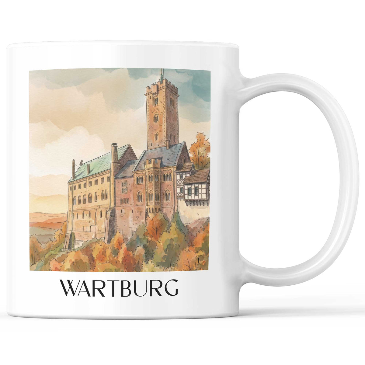 wartburg-thüringer-wald-deutschland-kaffeebecher-aquarell
