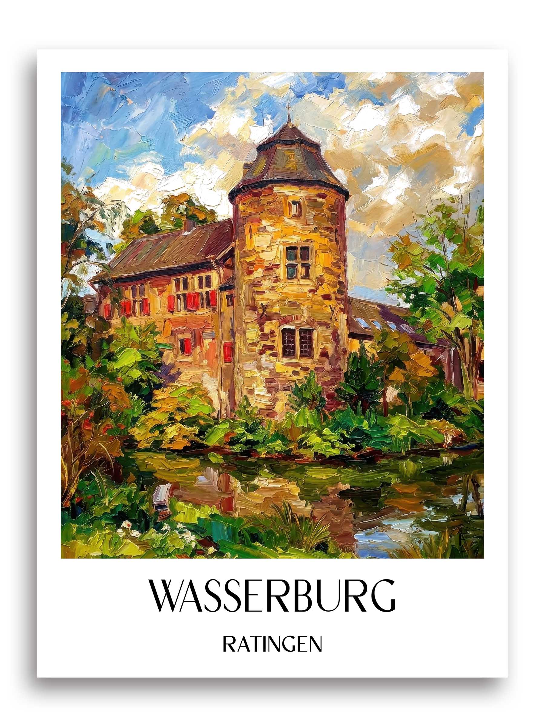 wasserburg--ratingen-deutschland-poster-oil-painting-oelgemaelde