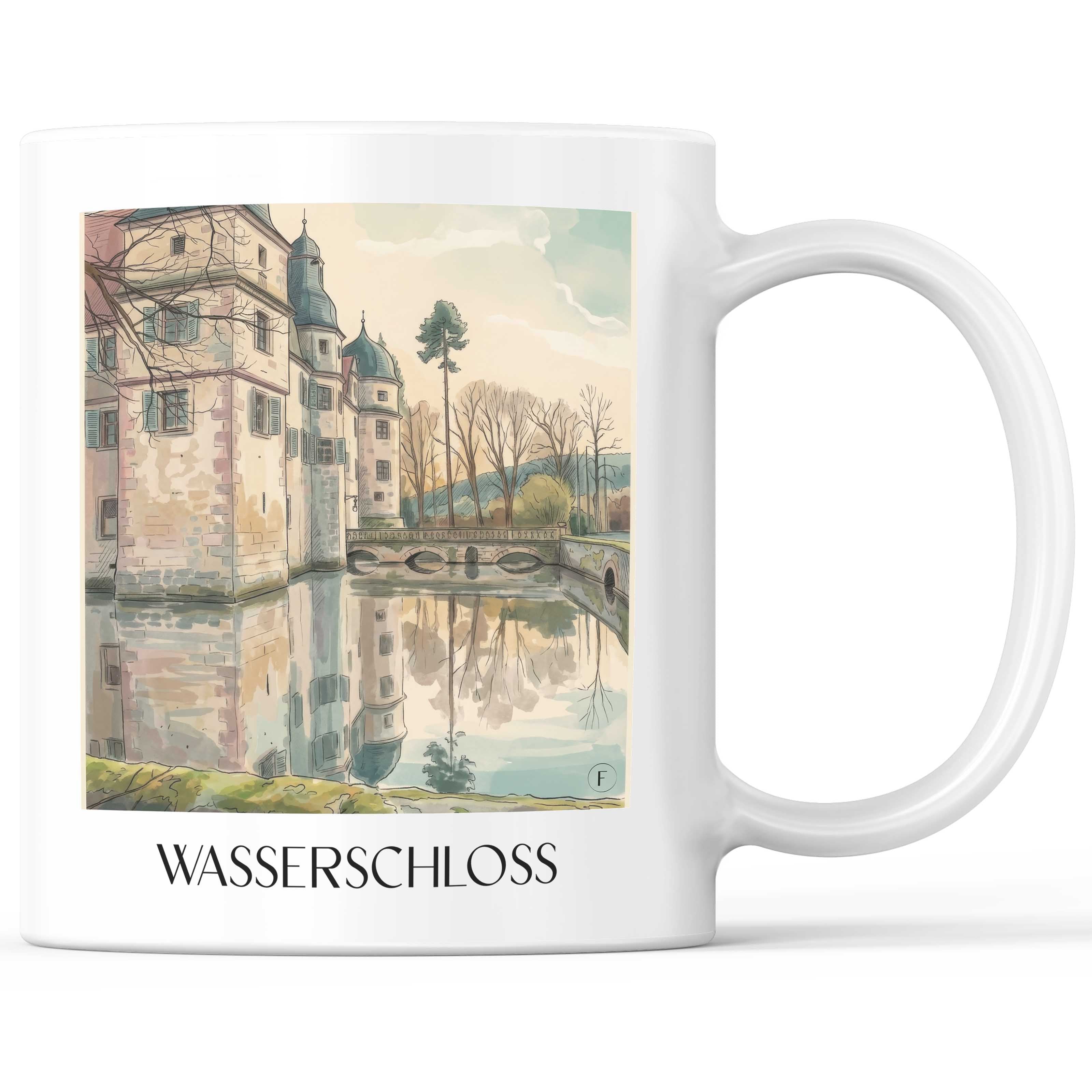 Wasserschloss Kaffeebecher - Mitwitz - Deutschland Becher - Kaffeetasse im Aquarell Stil - favplace