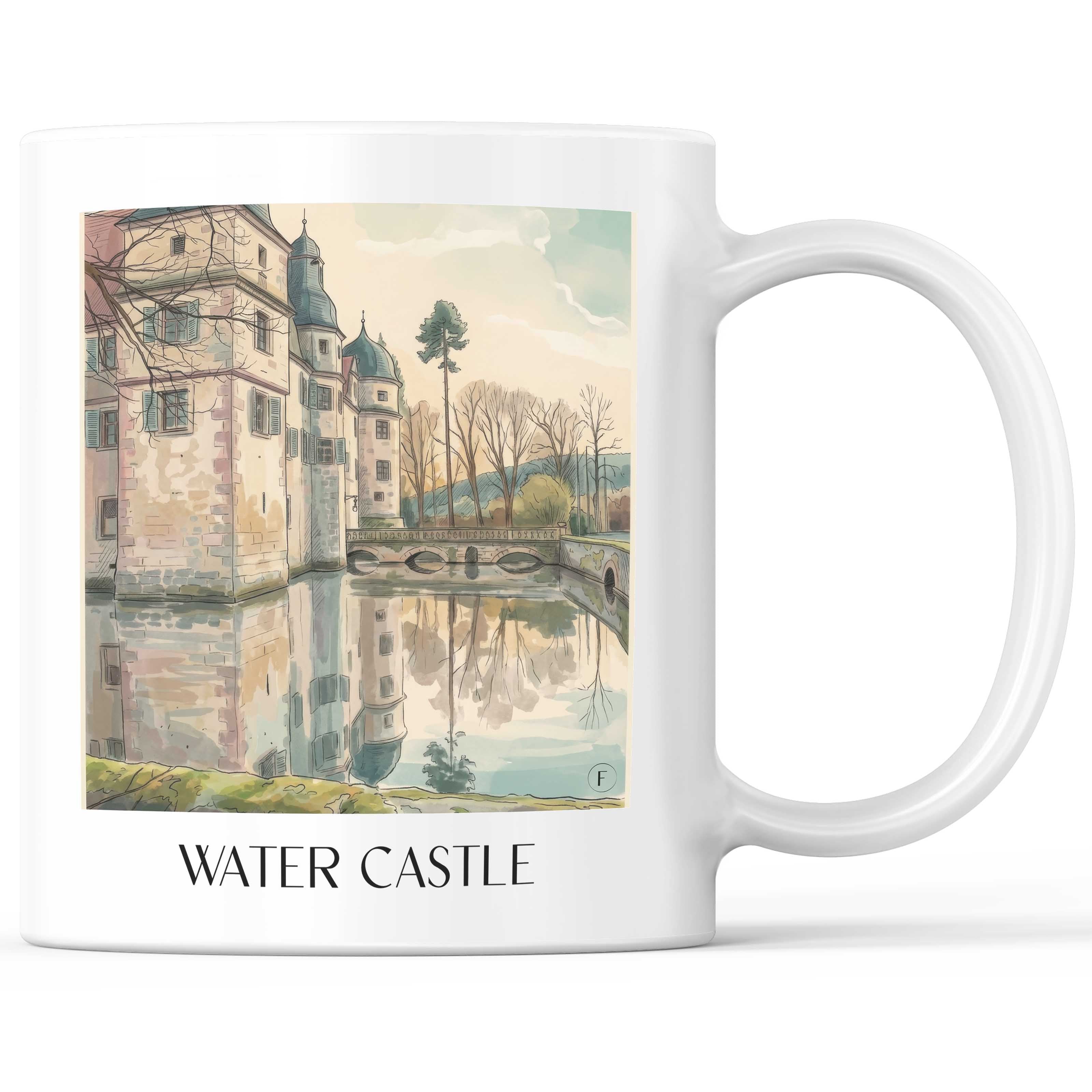 Wasserschloss Kaffeebecher - Mitwitz - Deutschland Becher - Kaffeetasse im Aquarell Stil - favplace
