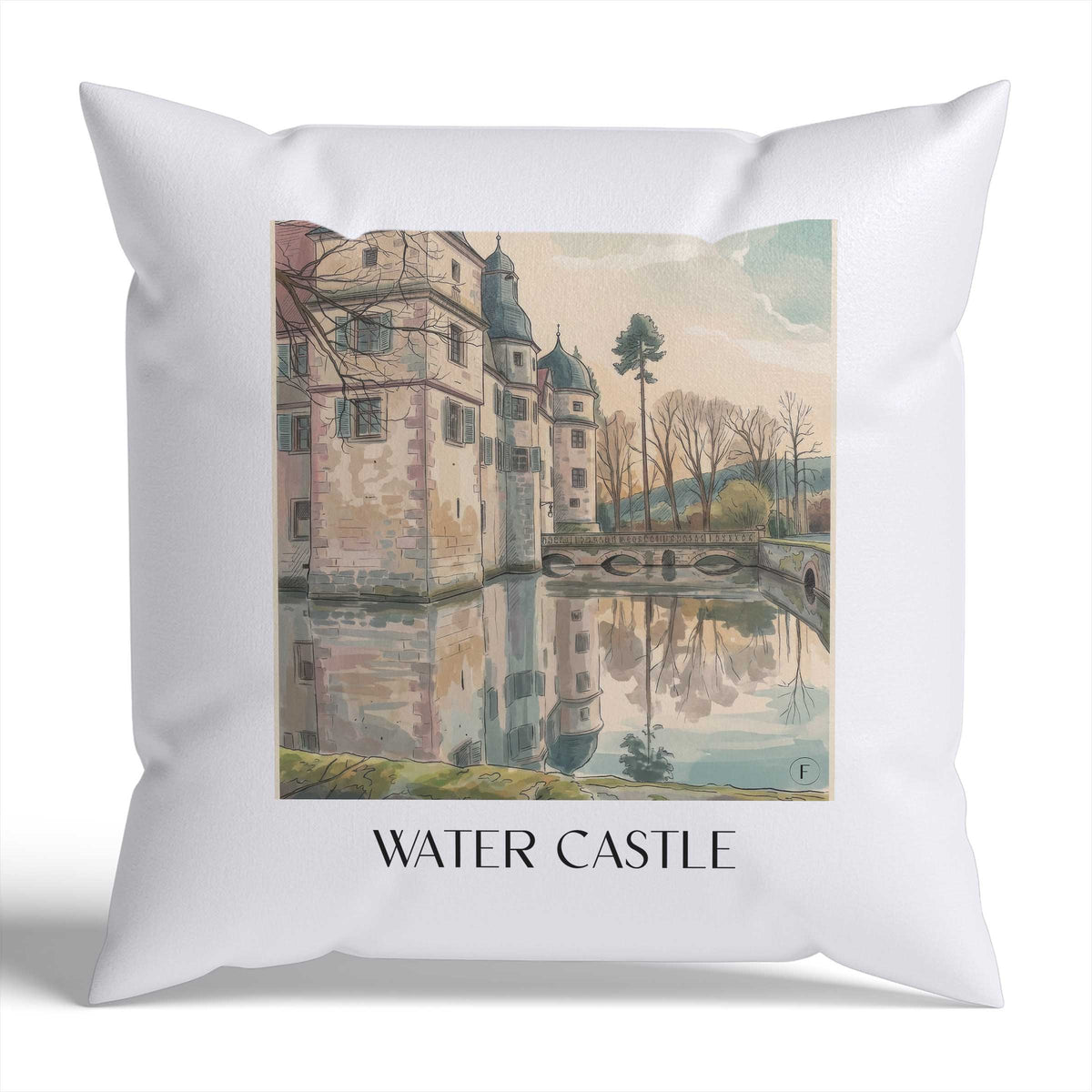 Wasserschloss Kissenhülle - Zierkissen Bezug - Mitwitz - Deutschland Kissen bzw. Kissenbezug im Aquarell Stil - favplace