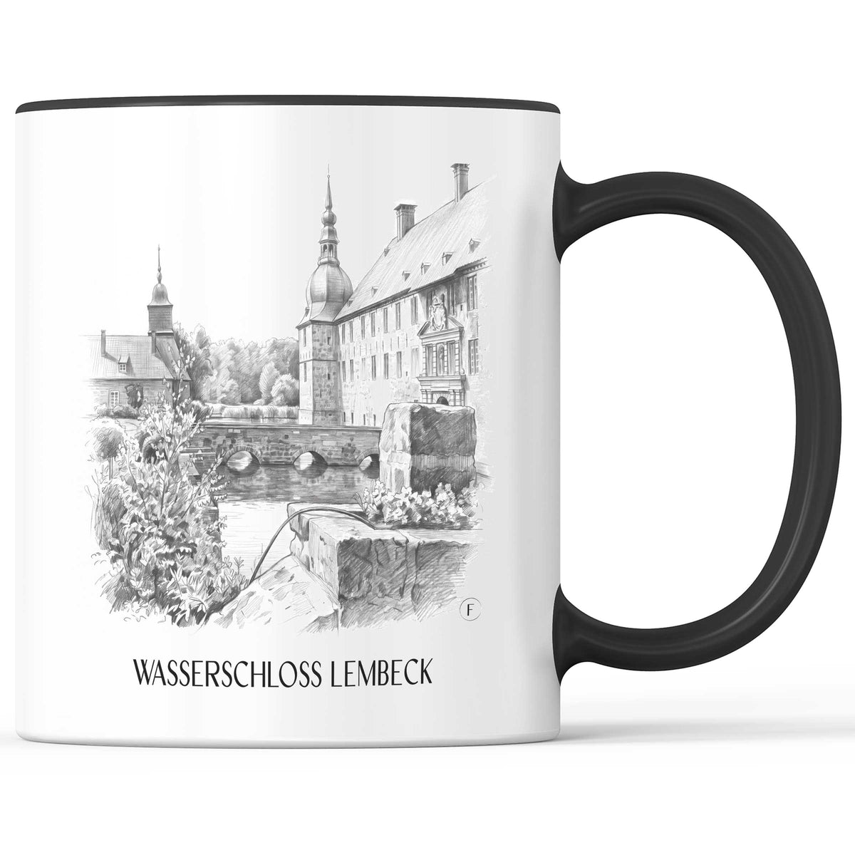 wasserschloss-lembeck-münsterland-deutschland-kaffeebecher-bleistift-zeichnung-drawing