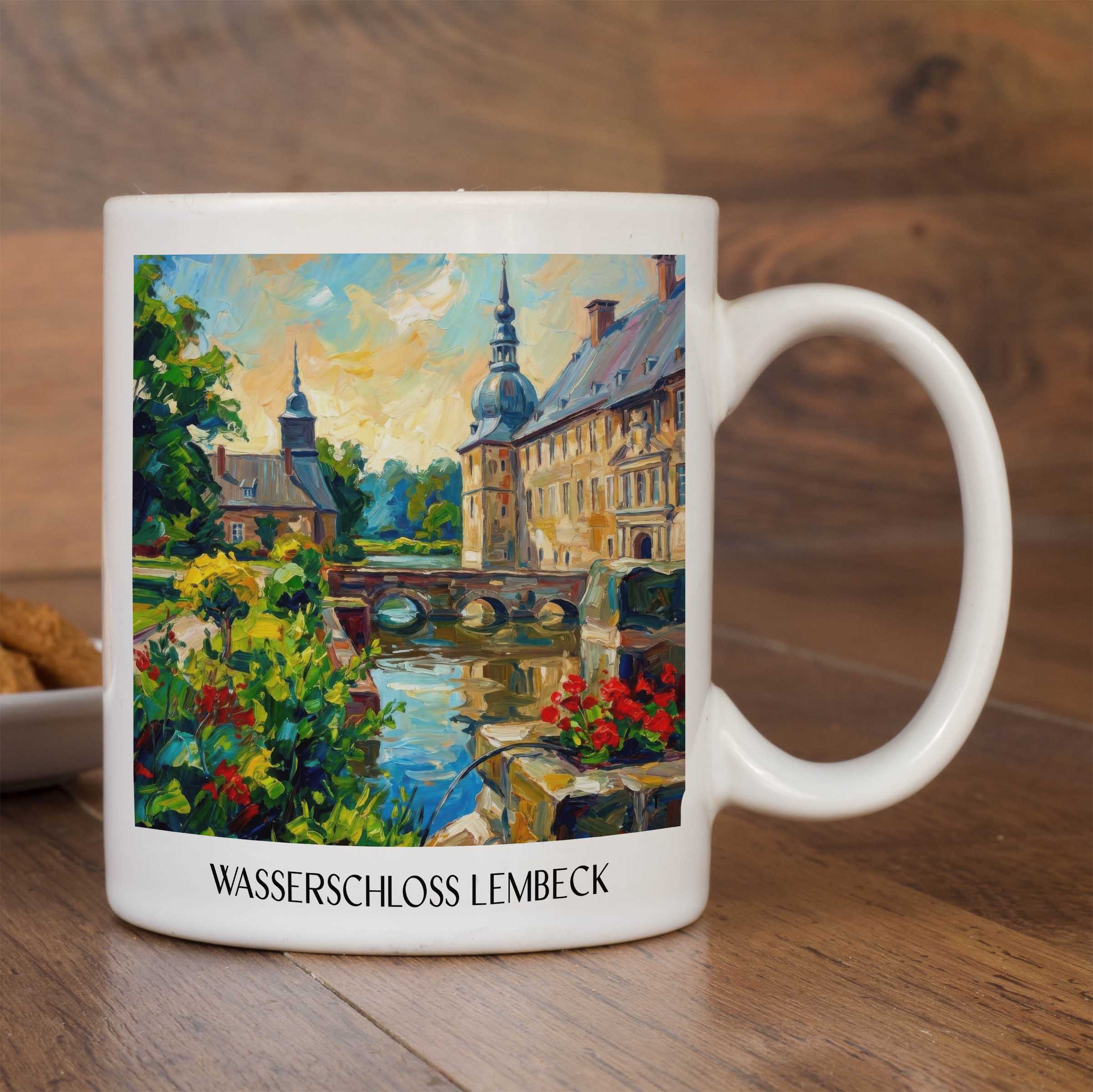 wasserschloss-lembeck-münsterland-deutschland-kaffeebecher-oil-painting-oelgemaelde