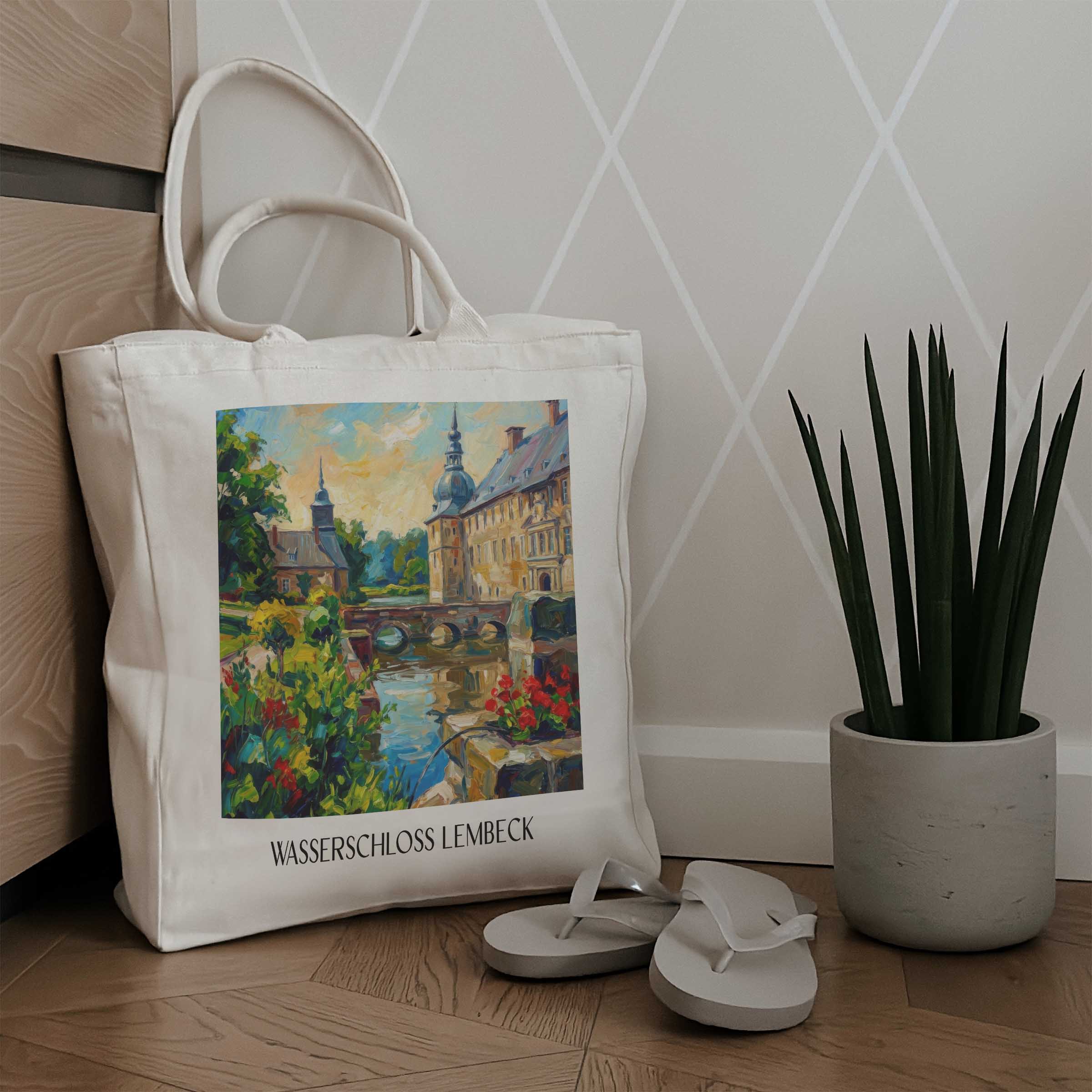 wasserschloss-lembeck-münsterland-deutschland-einkaufstasche-oil-painting-oelgemaelde
