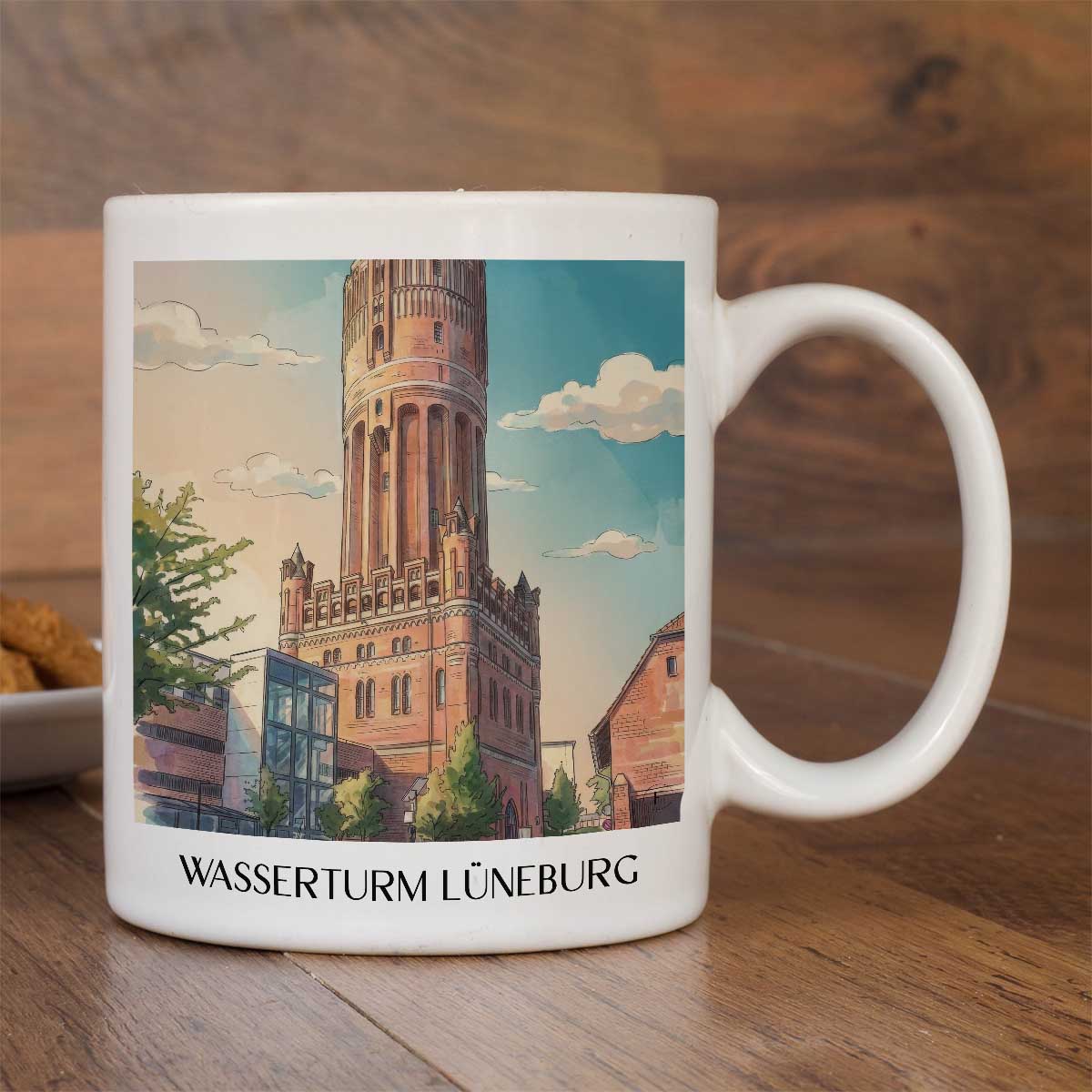 wasserturm-lüneburg-niedersachsen-deutschland-kaffeebecher-aquarell