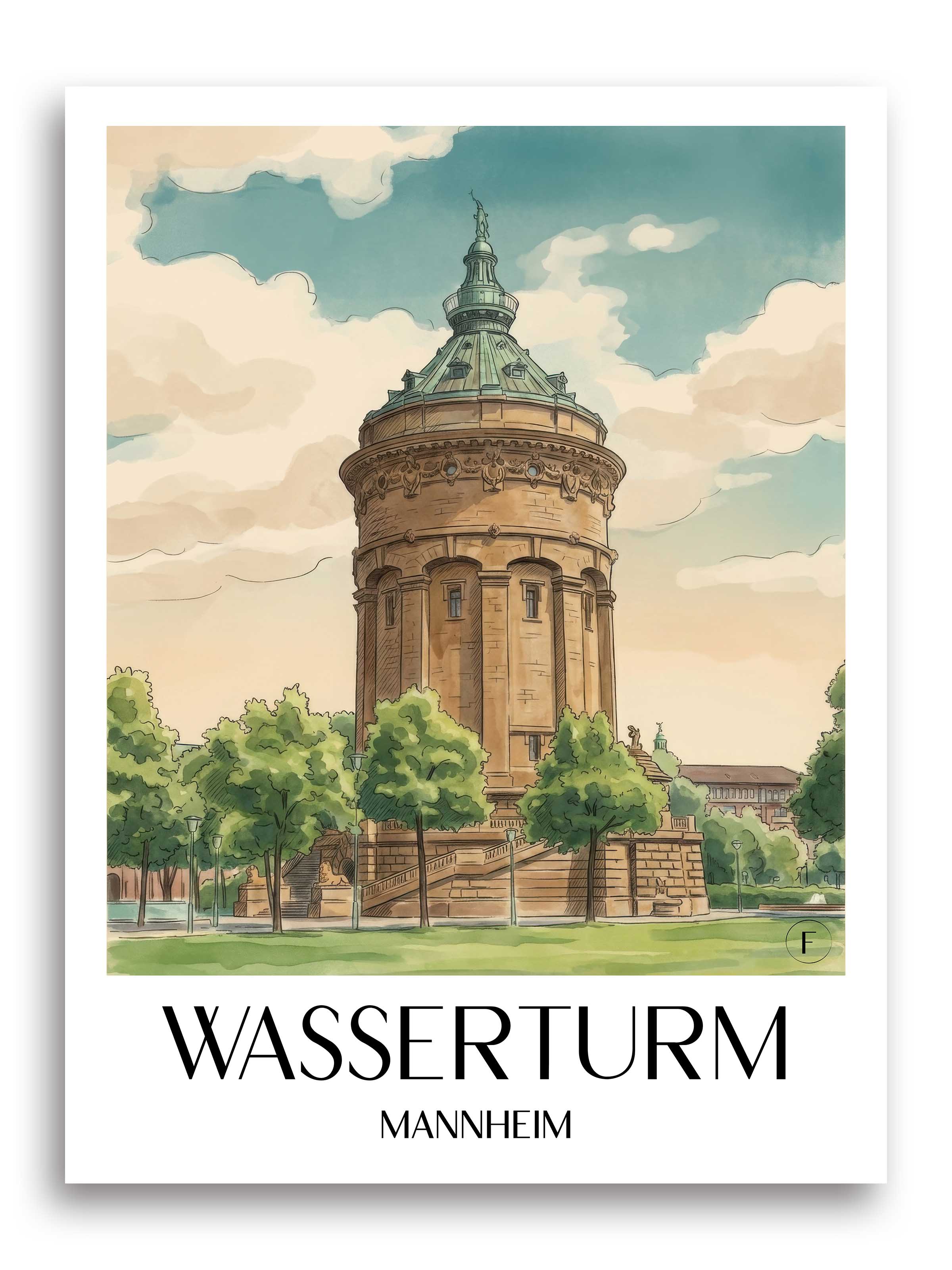 wasserturm-mannheim-deutschland-poster-aquarell