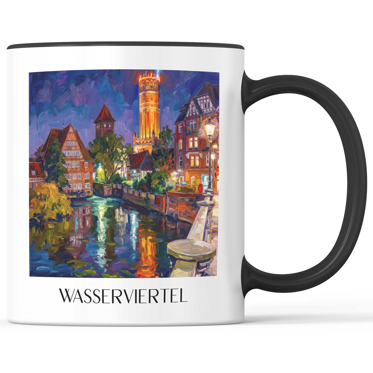 Wasserviertel Kaffeebecher - Lüneburg - Deutschland Becher - Kaffeetasse im Ölgemälde Stil - favplace