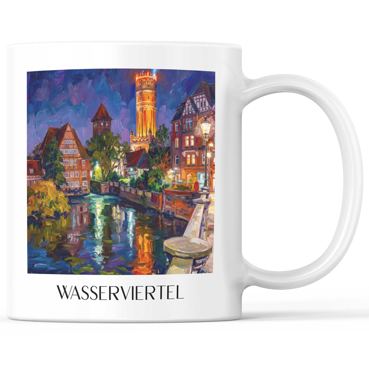 Wasserviertel Kaffeebecher - Lüneburg - Deutschland Becher - Kaffeetasse im Ölgemälde Stil - favplace