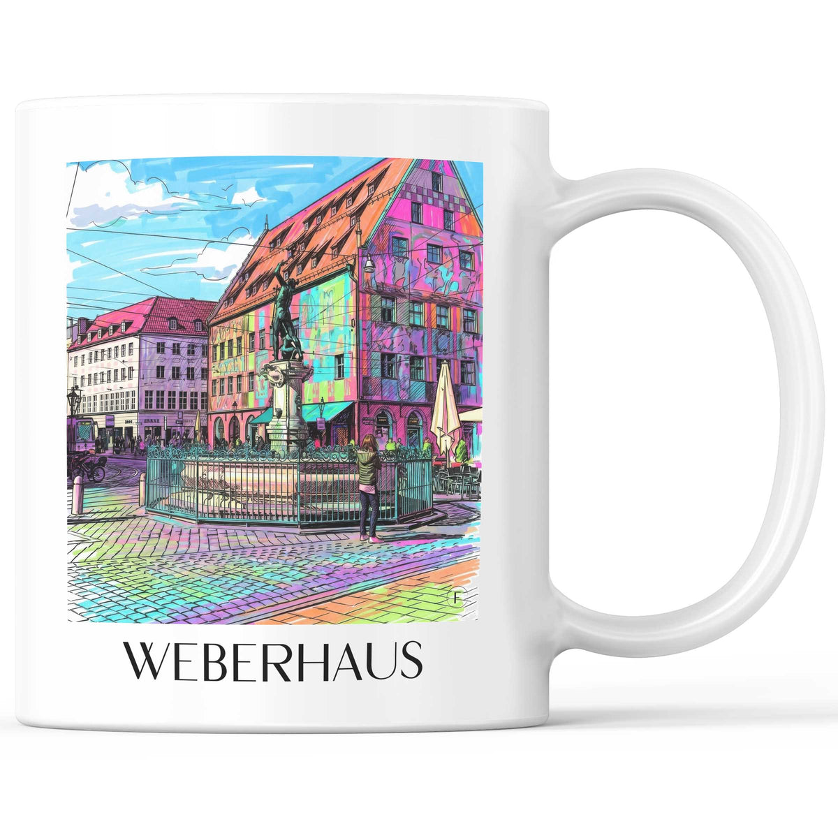 Weberhaus Kaffeebecher - Augsburg - Deutschland Becher - Kaffeetasse im Tag Graffiti Stil - favplace