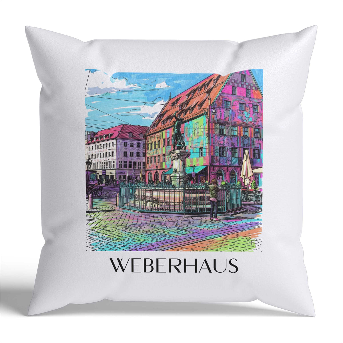 Weberhaus Kissenhülle - Zierkissen Bezug - Augsburg - Deutschland Kissen bzw. Kissenbezug im Tag Graffiti Stil - favplace