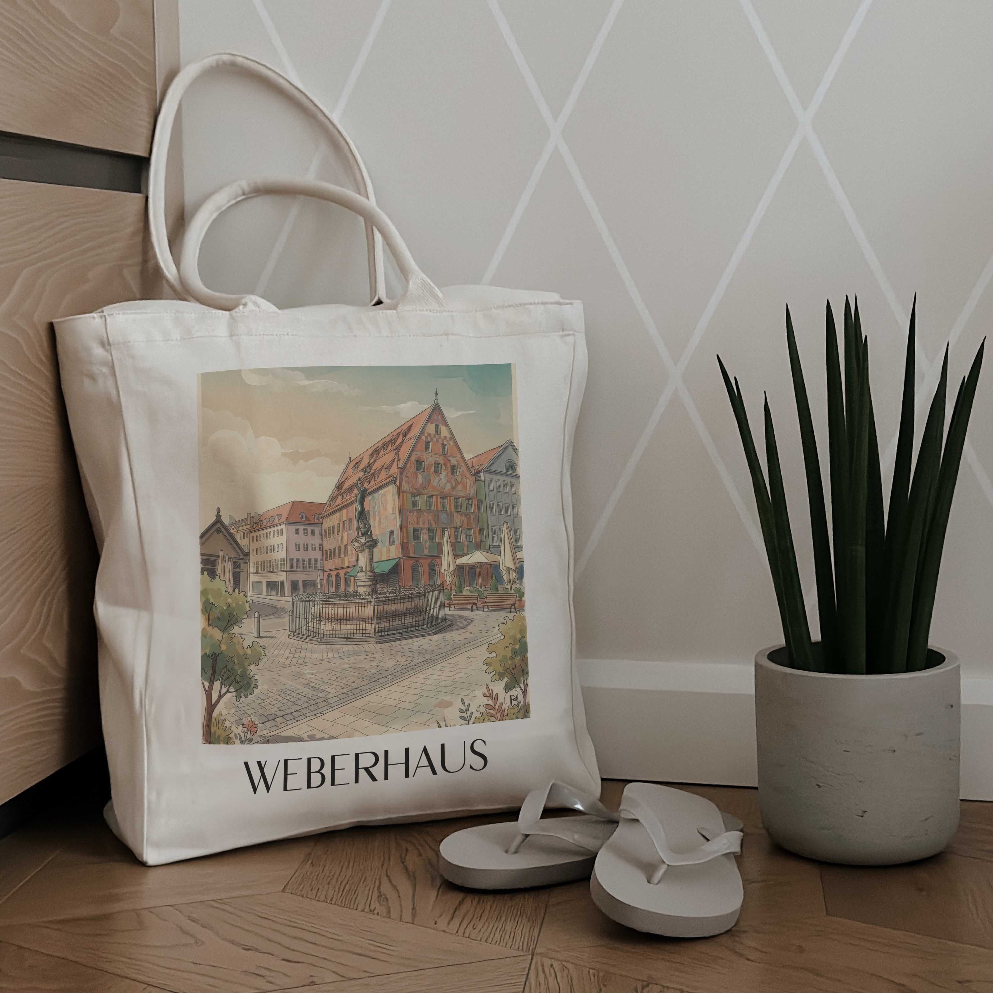 weberhaus-augsburg-deutschland-einkaufstasche-aquarell