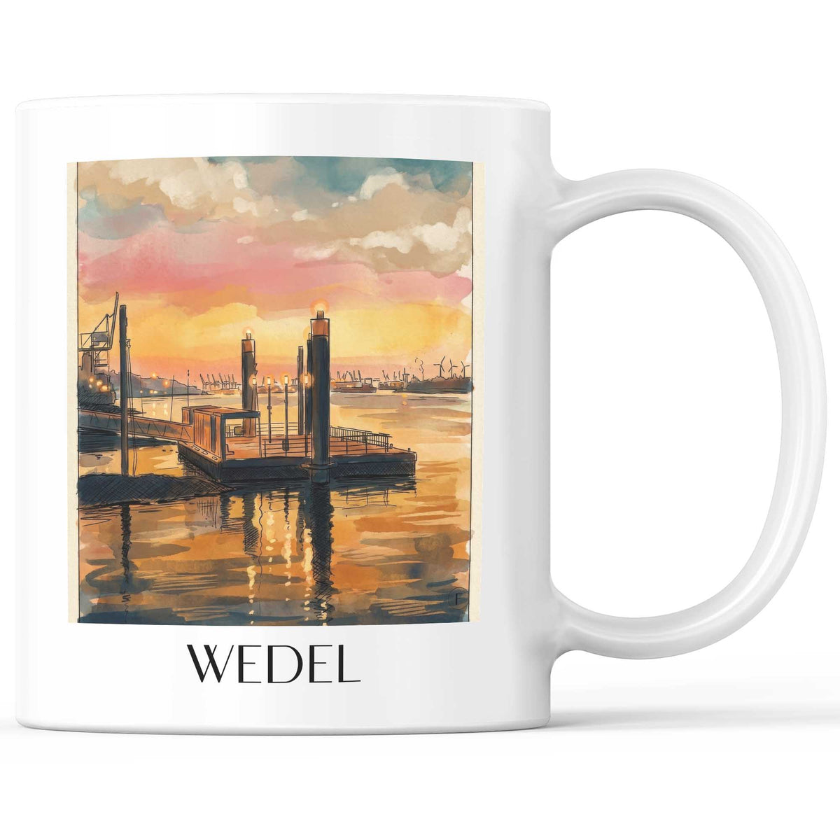 Wedel Kaffeebecher - Holstein - Deutschland Becher - Kaffeetasse im Aquarell Stil - favplace