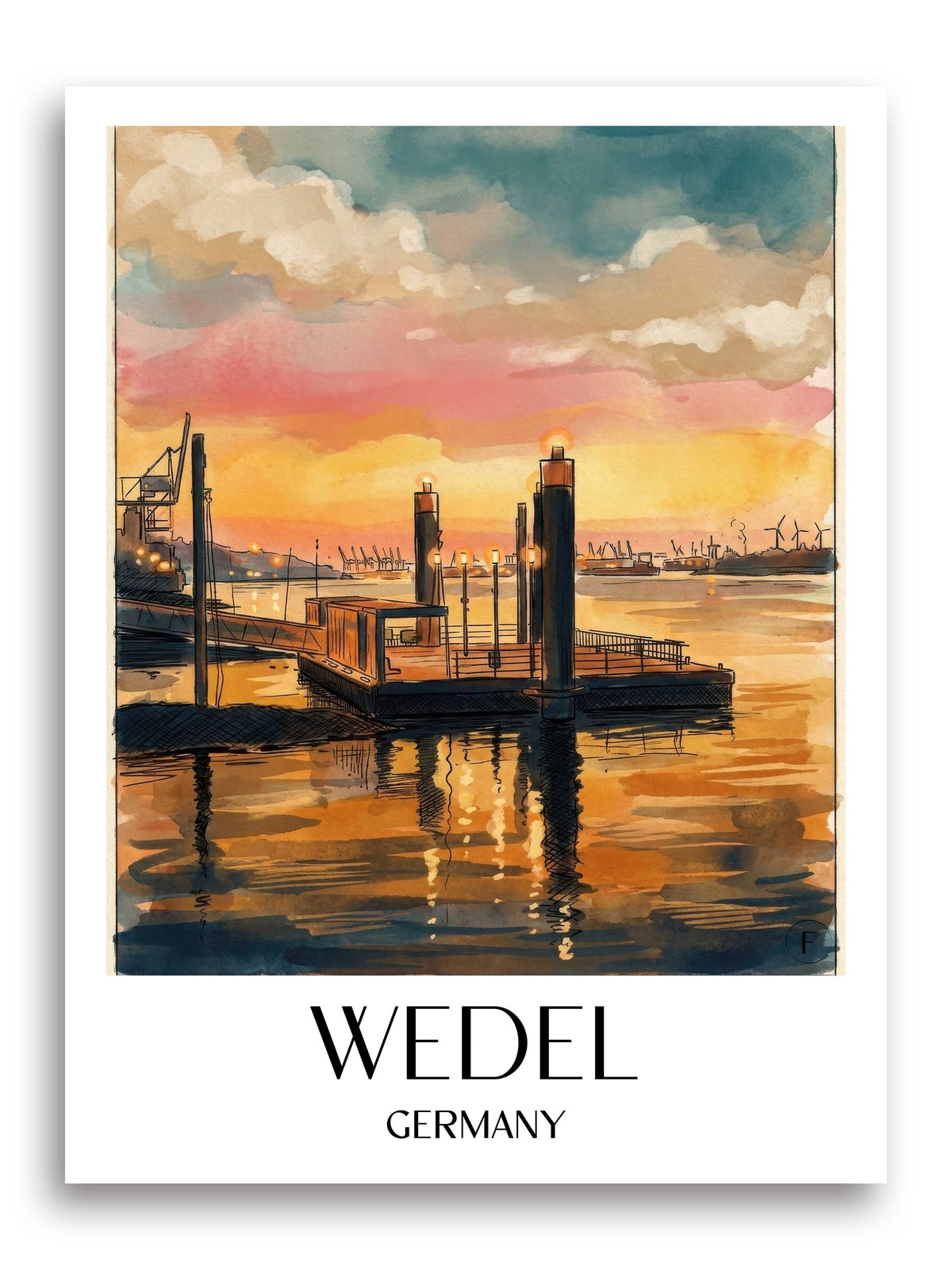 Wedel Poster - Holstein - Deutschland Kunstdruck - Aquarell von A4 bis A1 - favplace